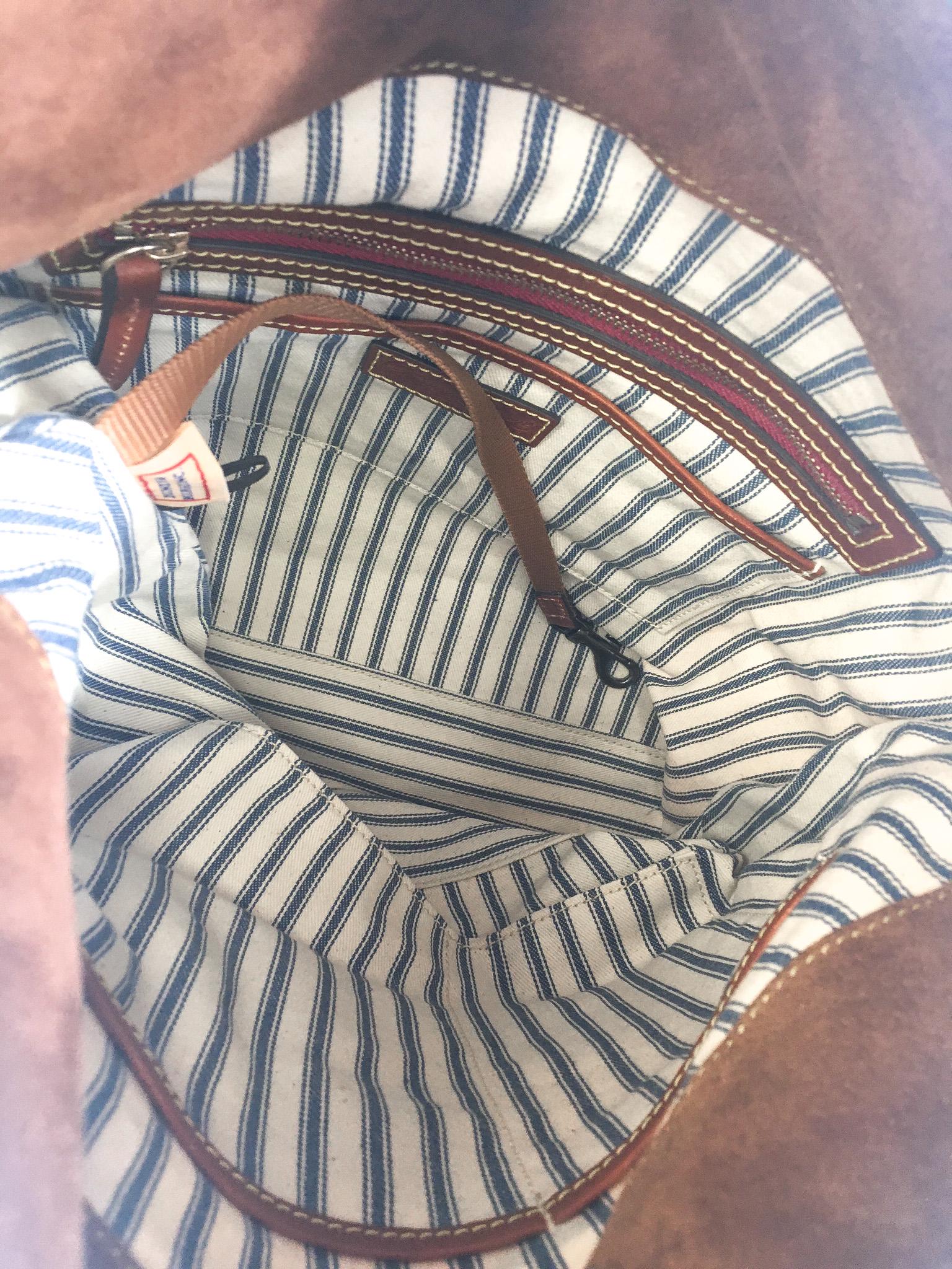 Vintage Inspired Dooney and Bourke Wayfarer Olive/Taupe/Khaki Nylon Sac Shoulder Bag Tote with Coin Pouch