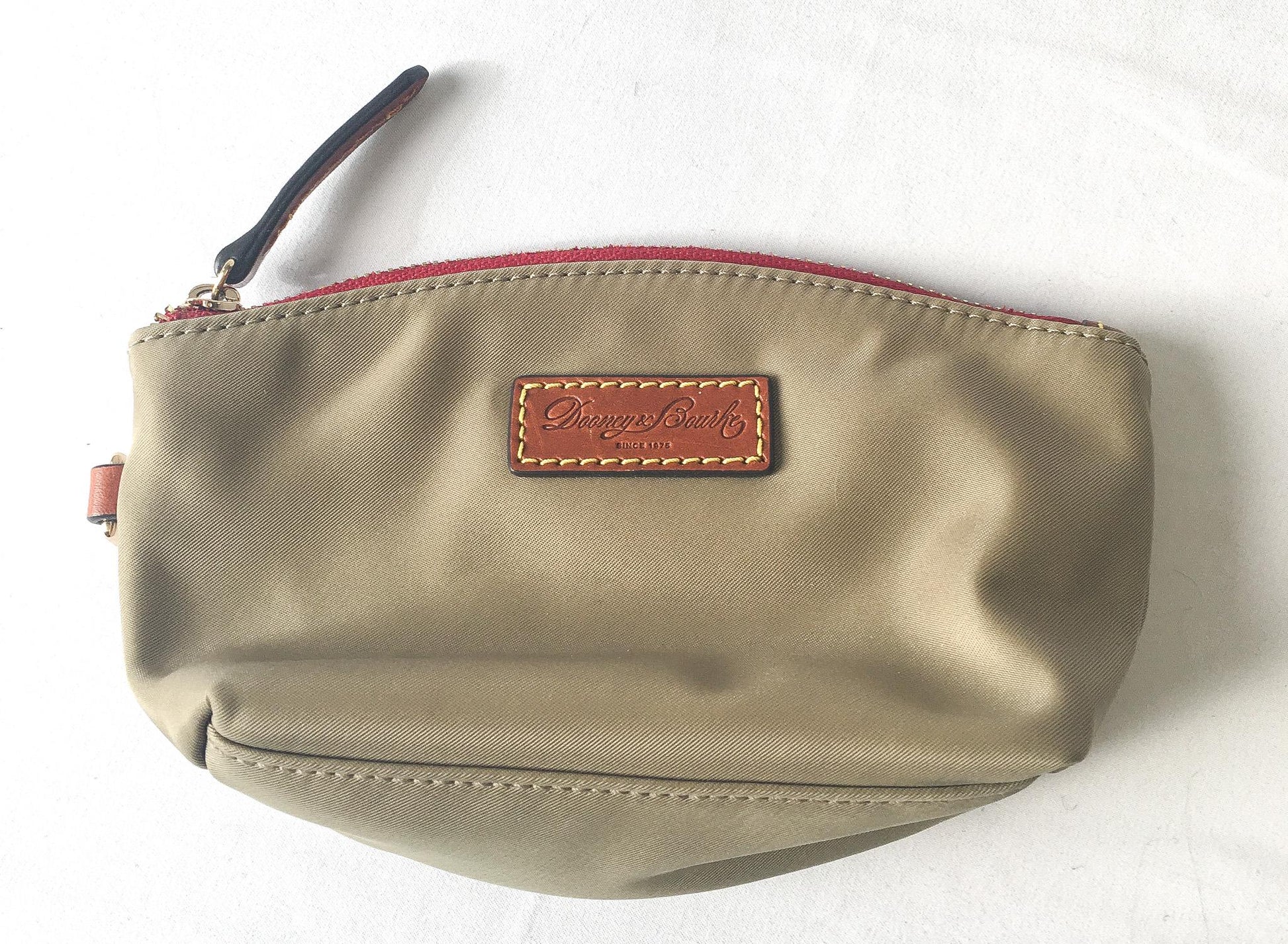 Vintage Inspired Dooney and Bourke Wayfarer Olive/Taupe/Khaki Nylon Sac Shoulder Bag Tote with Coin Pouch