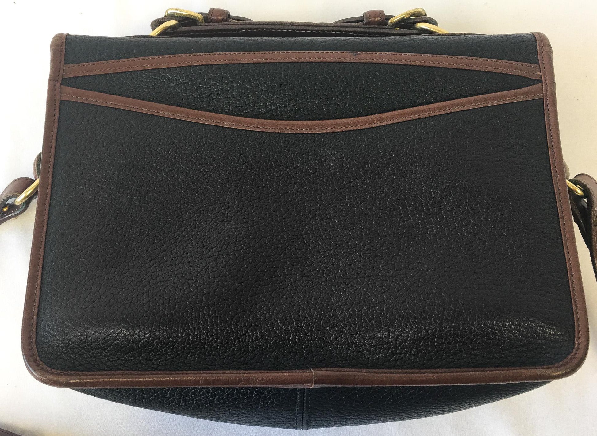 90s Dooney and Bourke Dark Navy (Almost Black) Cedar Leather Carrier Top Handle Crossbody Bag, Vintage Dooney Handbag