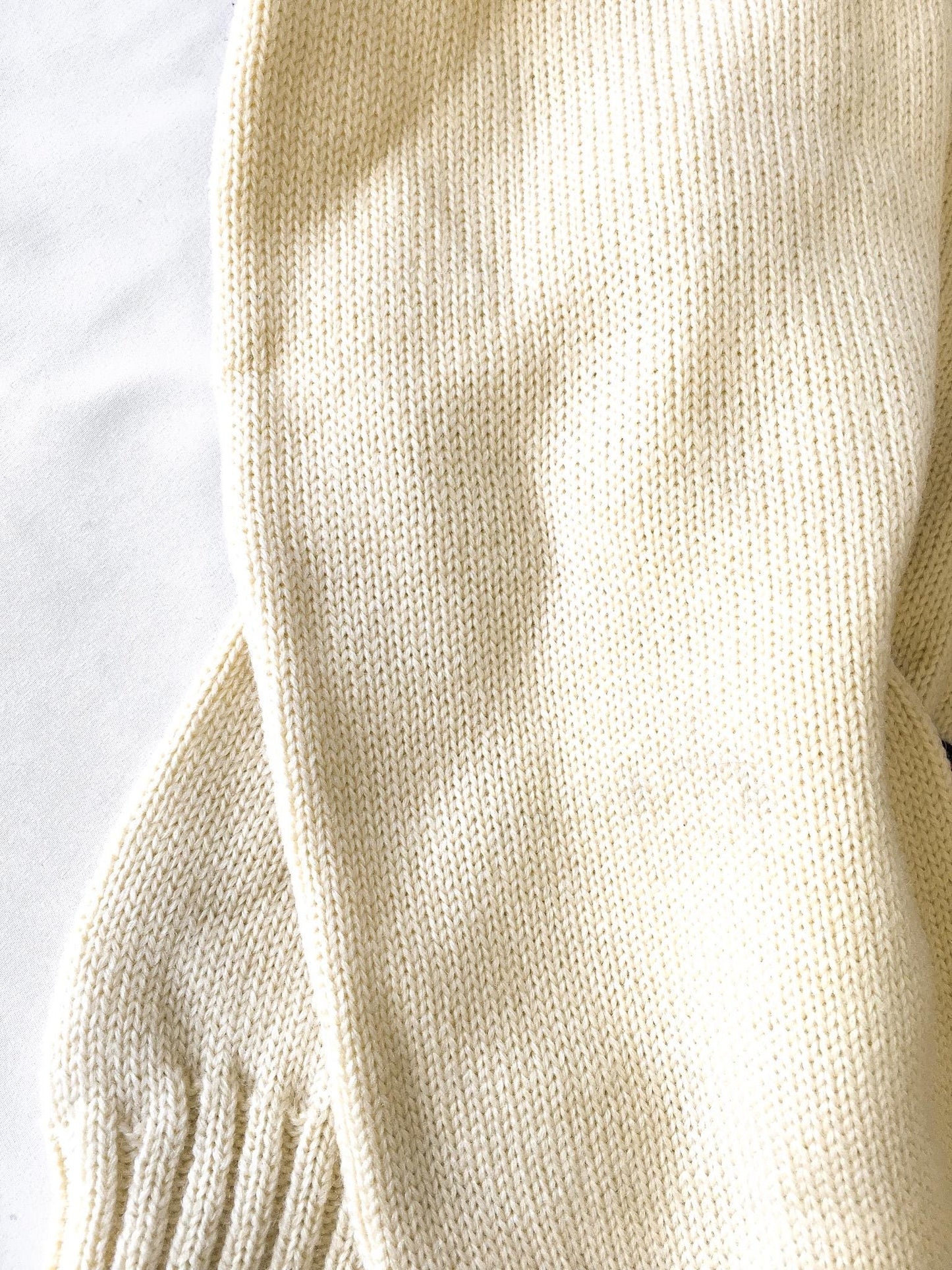 Vintage 50s Sand Knit Cream/Off-White Red "P" Letter V-Neck Wool Sweater, Women's Sz. 40, Vintage Preppy Sweater