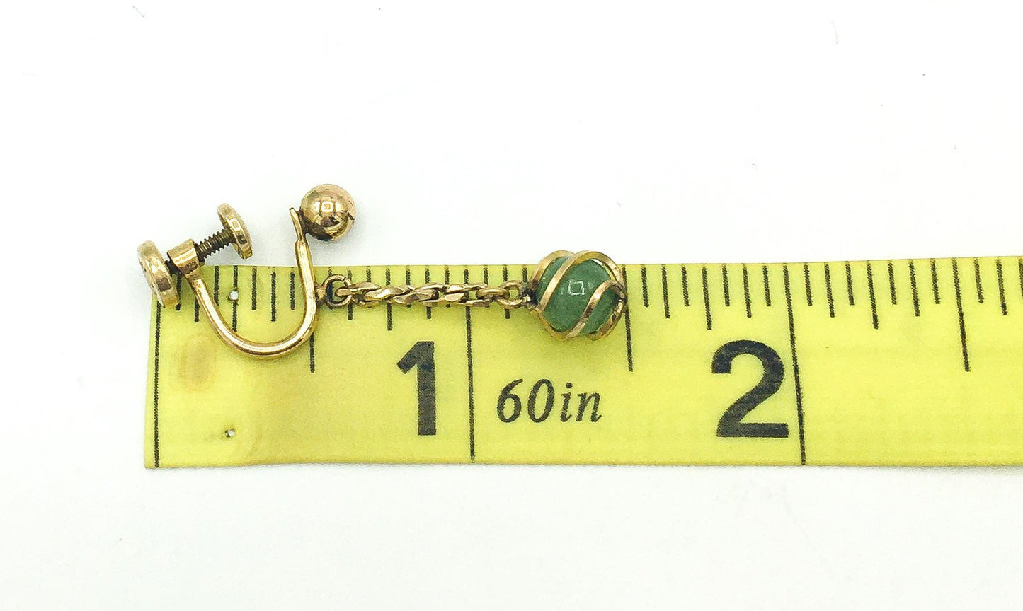 Vintage 12K Gold Filled Jade Dangle Screw Back Earrings