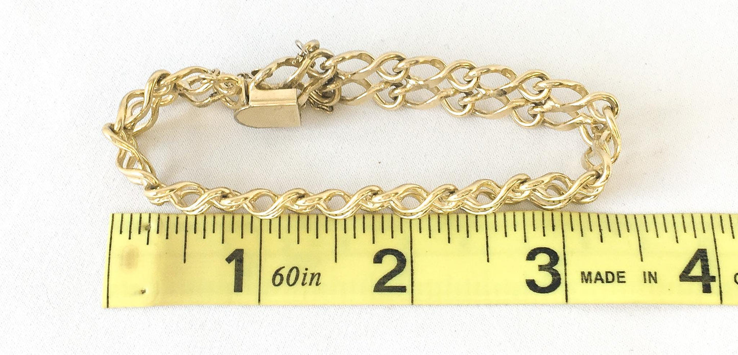 Vintage 12K Gold Filled Double Infinity Link Bracelet, 6.5", Everyday Simple Bracelet