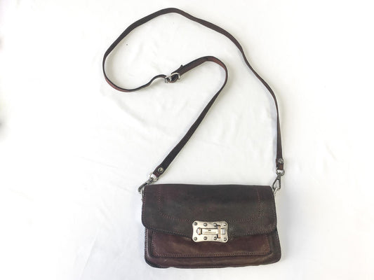Vintage Inspired Campomaggi Two Toned Brown Leather Studded Crossbody Bag, Vintage Western Handbag
