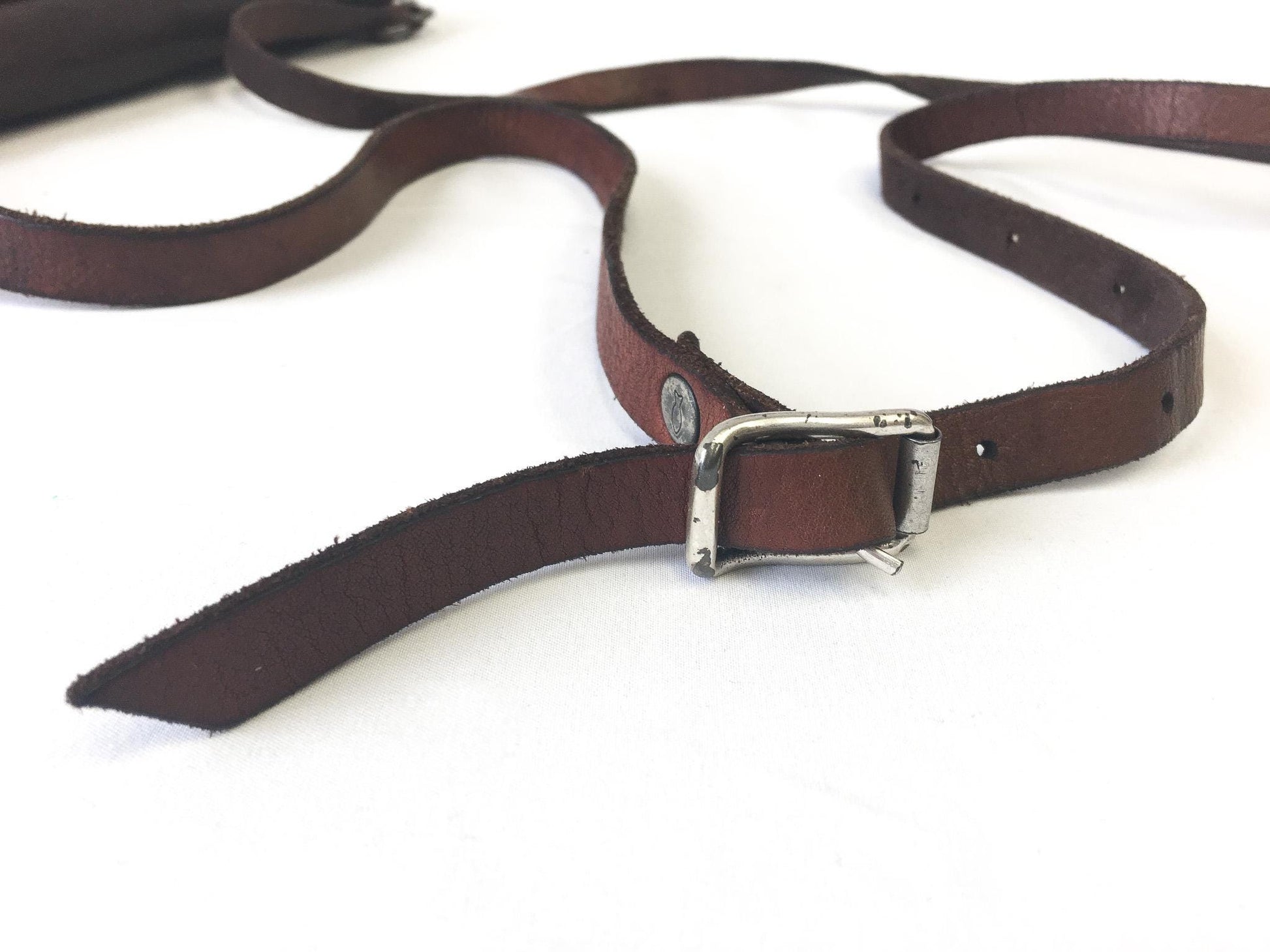 Vintage Inspired Campomaggi Two Toned Brown Leather Studded Crossbody Bag, Vintage Western Handbag