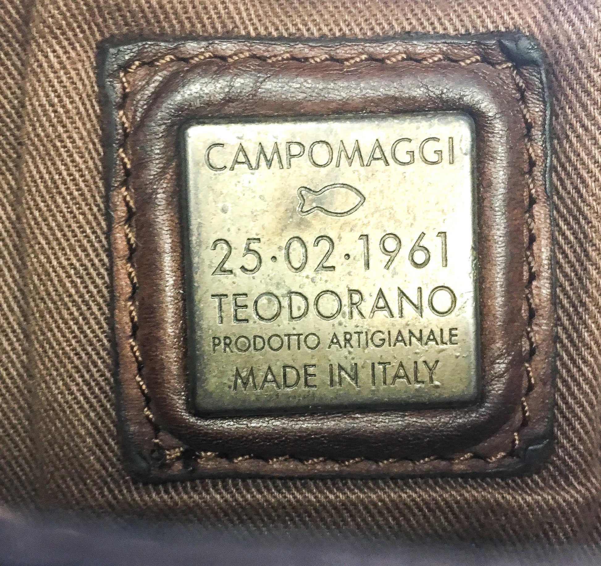 Vintage Inspired Campomaggi Two Toned Brown Leather Studded Crossbody Bag, Vintage Western Handbag
