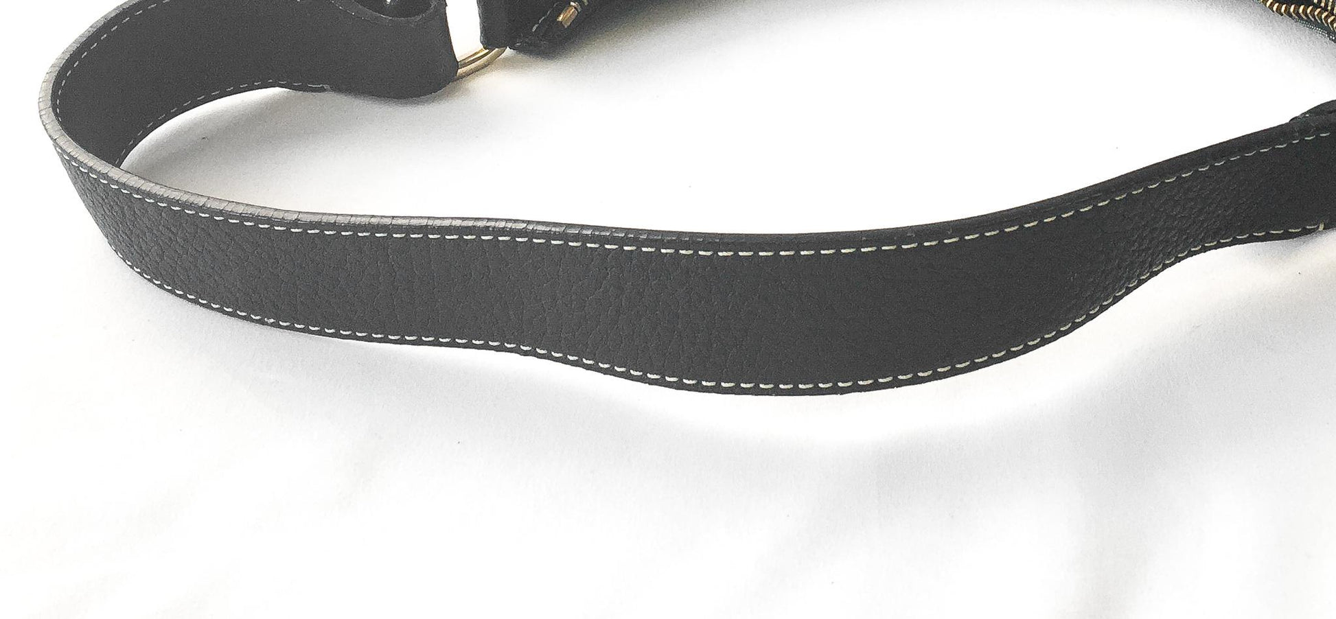 00s Dooney and Bourke Black/Gray Monogram Canvas Leather Trim Hobo Shoulder Bag, Y2K Dooney and Bourke Handbag