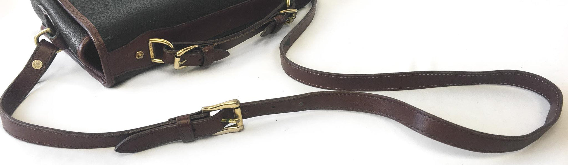 90s Dooney and Bourke Dark Navy (Almost Black) Cedar Leather Carrier Top Handle Crossbody Bag, Vintage Dooney Handbag