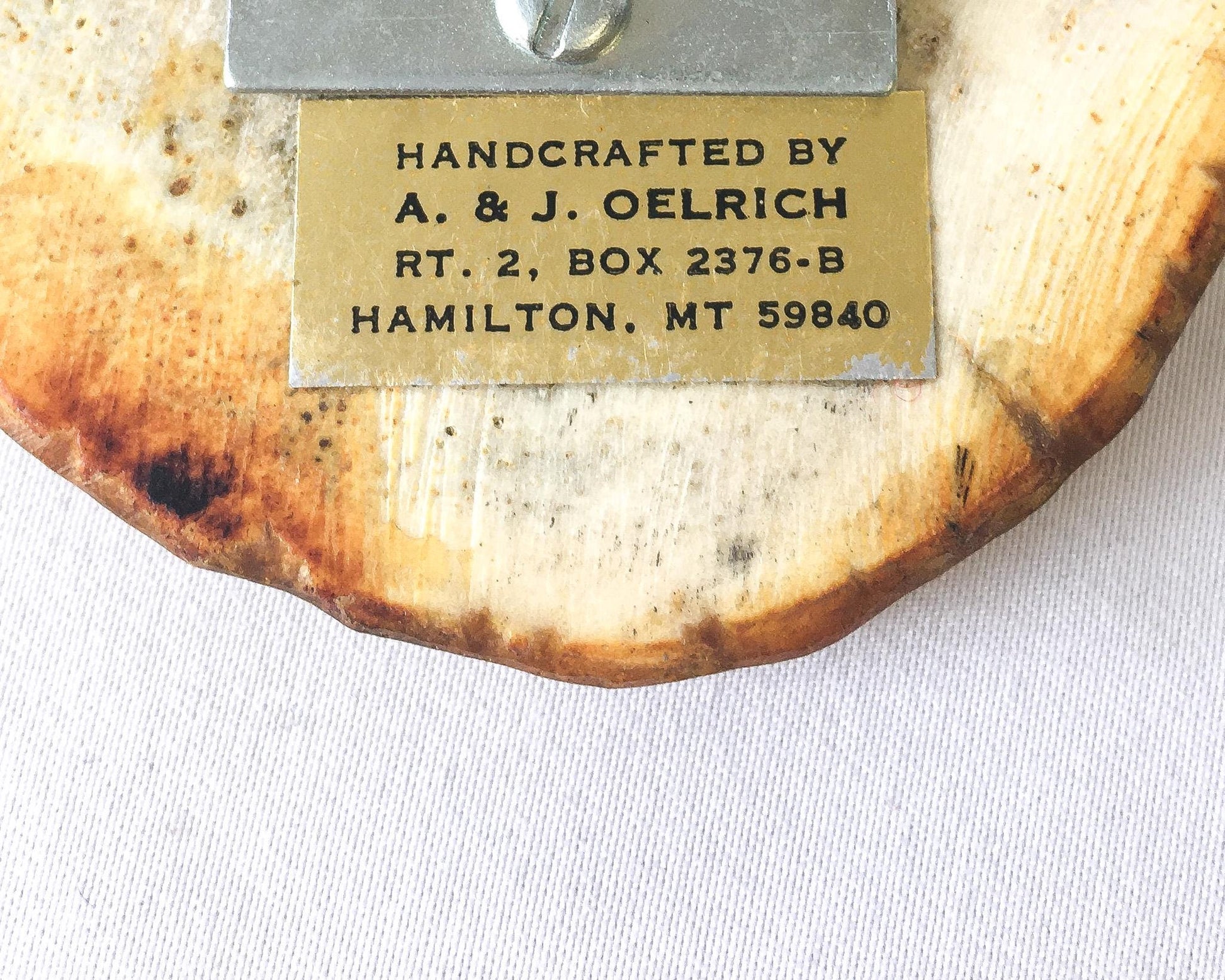 80s Handcrafted Orange Deer Wooden Enamel Finish Belt Buckle, Vintage Western Belt Buckle