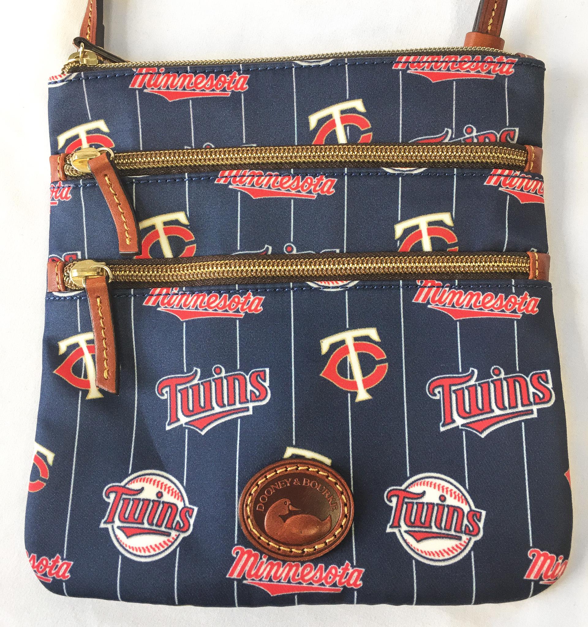 Navy Dooney and Bourke Minnesota Twins Baseball Team Logo MLB Crossbody Bag
