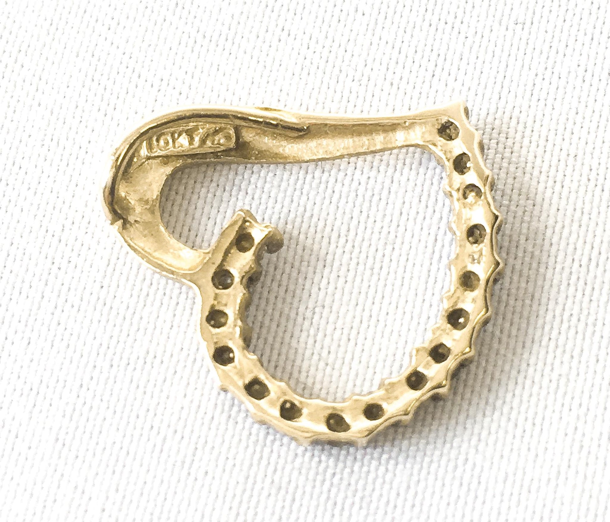 10K Yellow Gold Diamond Asymmetrical Heart Pendant, .5", Simple Everyday Heart Necklace