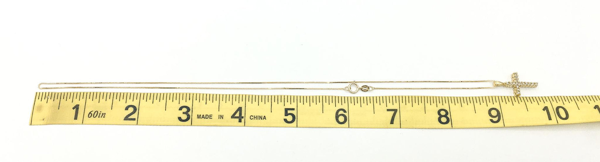 18K Yellow Gold and Diamond Cross Pendant on 18K Italy 18" Box Chain, Simple Everyday Layering Cross Necklace
