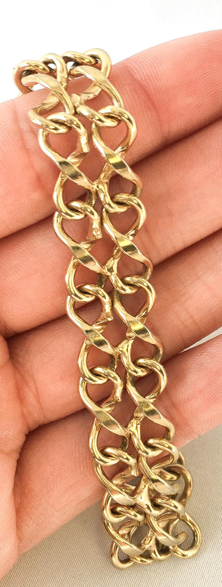 Vintage 12K Gold Filled Double Infinity Link Bracelet, 6.5", Everyday Simple Bracelet