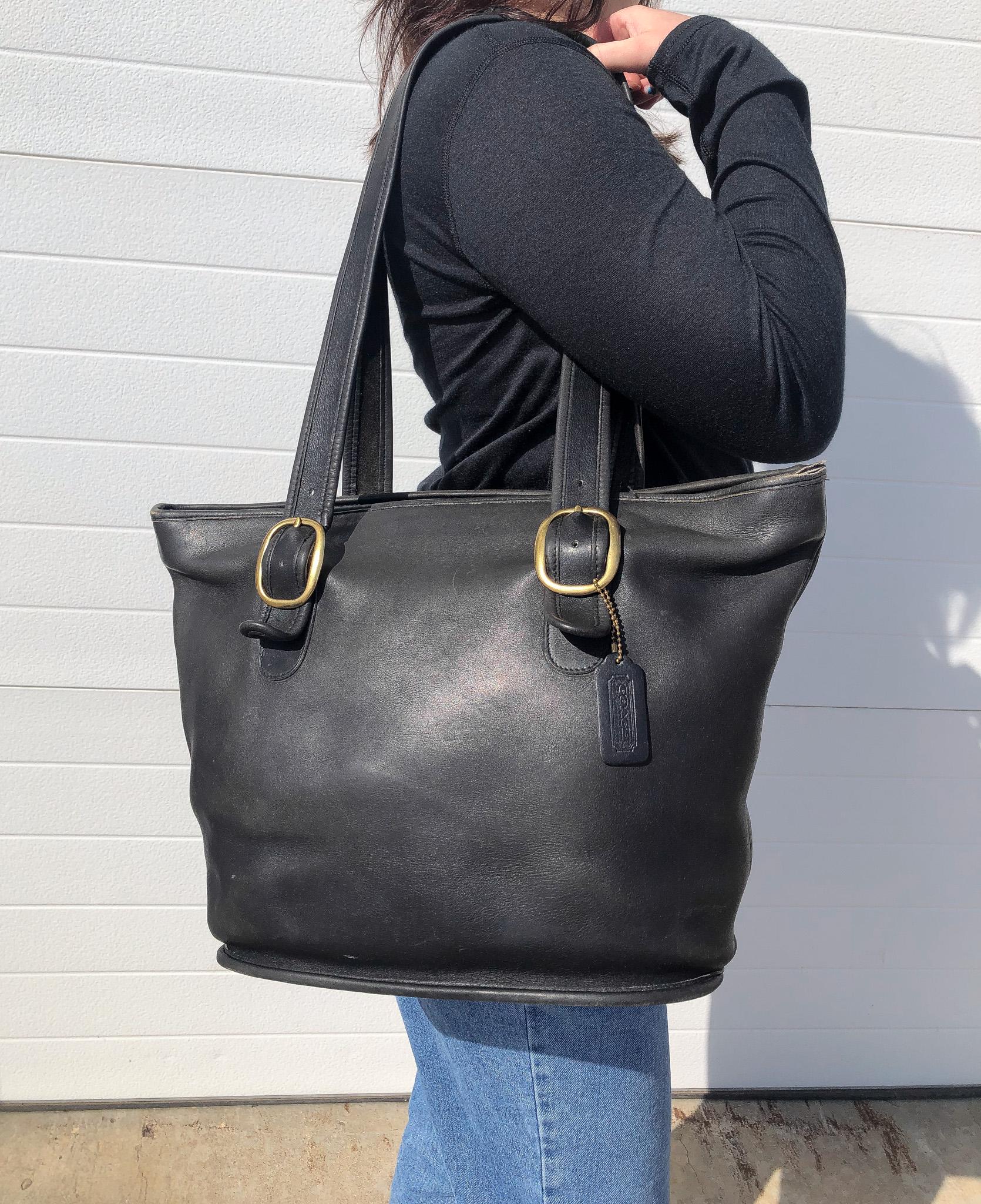 Vintage Coach Leatherware Legacy Black Leather Satchel Shoulder Tote Bag, Vintage Coach Handbag