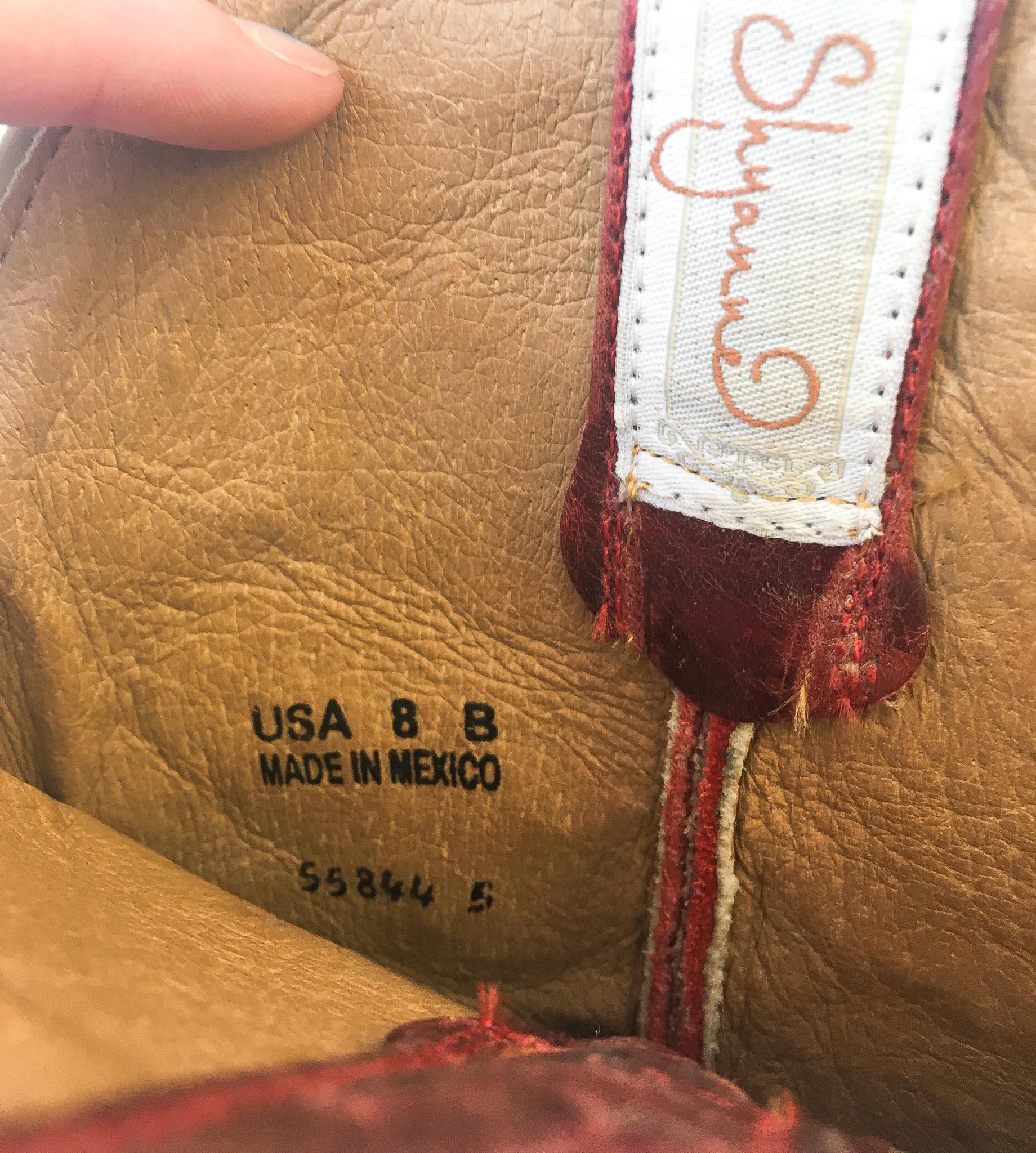Vintage Inspired Shyanne Red/Cream Leather Floral Embroidered Snip Toe Cowboy Boots, Women's Sz 8B, Vintage Western Boots