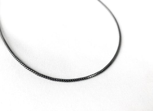 585 14K Milor Italy Black Gold Box Chain Necklace, 18", 2.7 grams, 1mm, Unique Simple Layering Chain