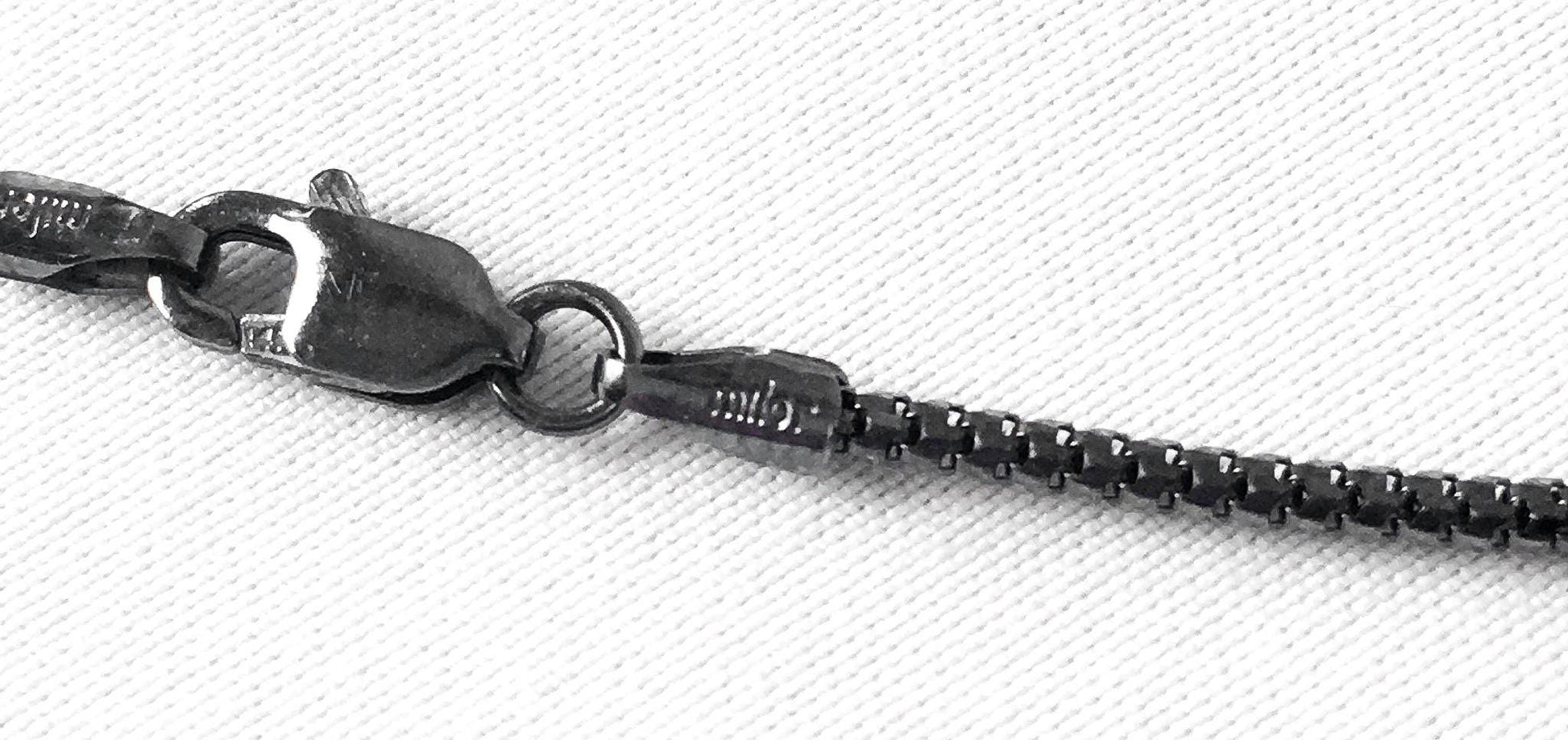 585 14K Milor Italy Black Gold Box Chain Necklace, 18", 2.7 grams, 1mm, Unique Simple Layering Chain