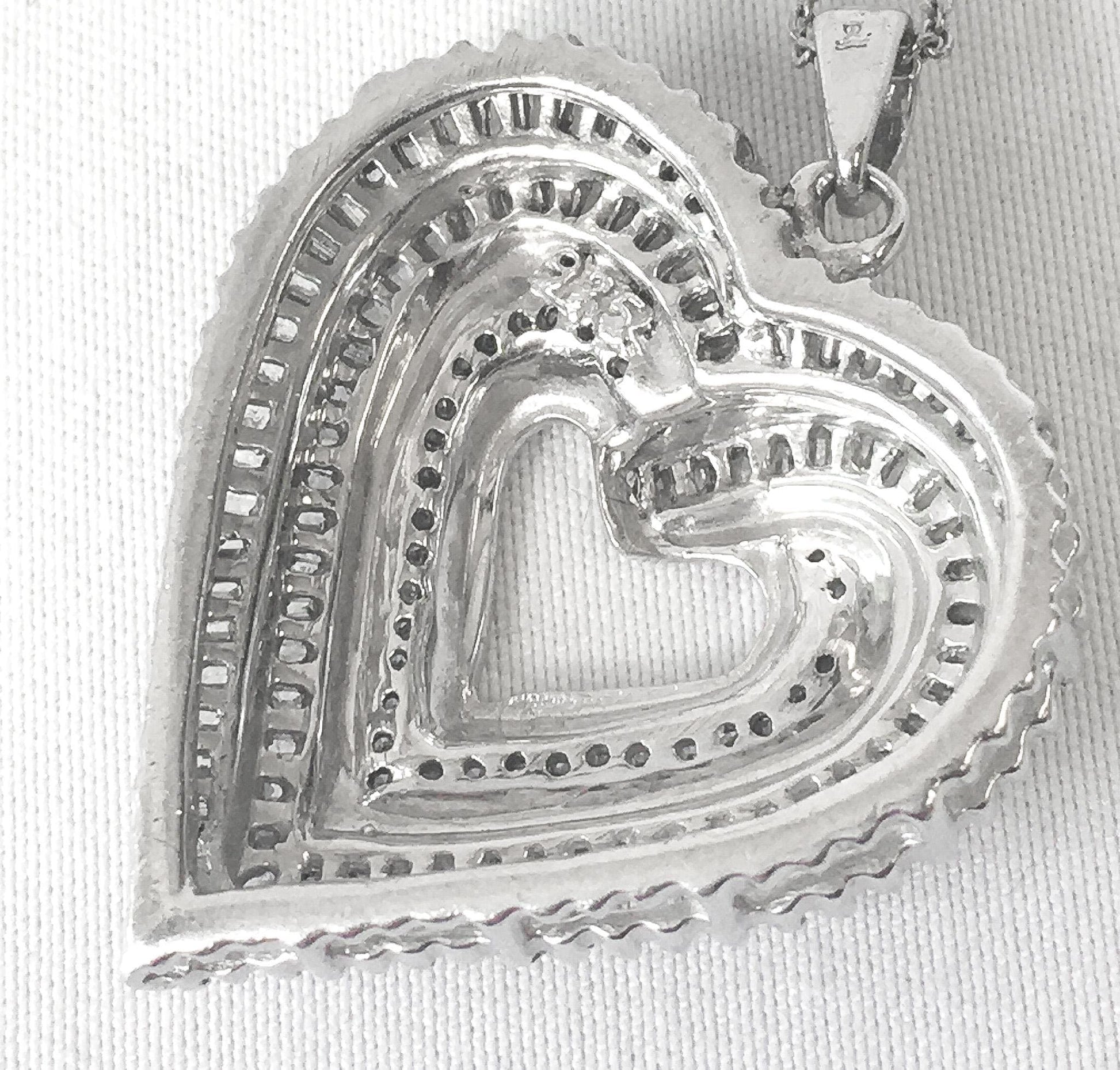 1.25 Carat Genuine Baguette Cut Diamond Heart 1" Pendant on a 925 KA1772 18.5" Chain