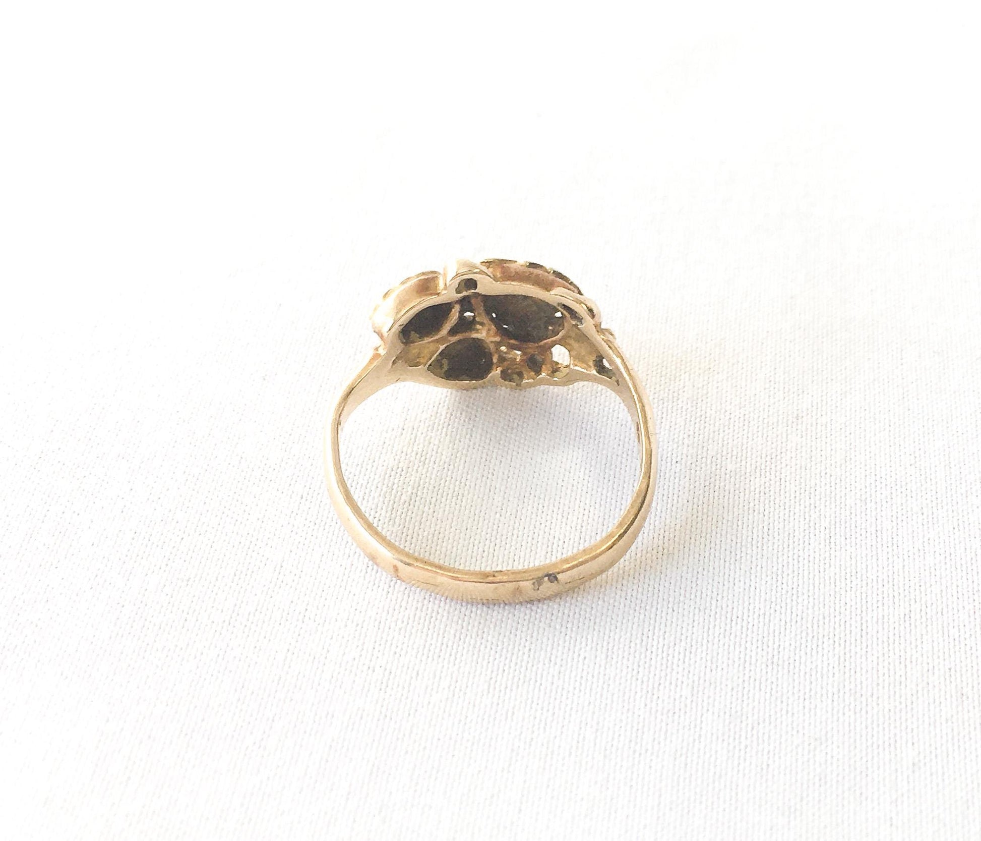 Vintage 10K Black Hills Gold JCO Tricolor Five Leaf Ring, Sz. 7.25, Vintage Black Hills Gold Jewelry