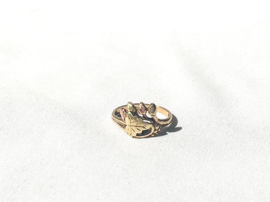 Vintage Landstrom's 10K Black Hills Gold Tricolor Multi Leaf Ring, Sz. 6.5, Vintage Black Hills Jewelry