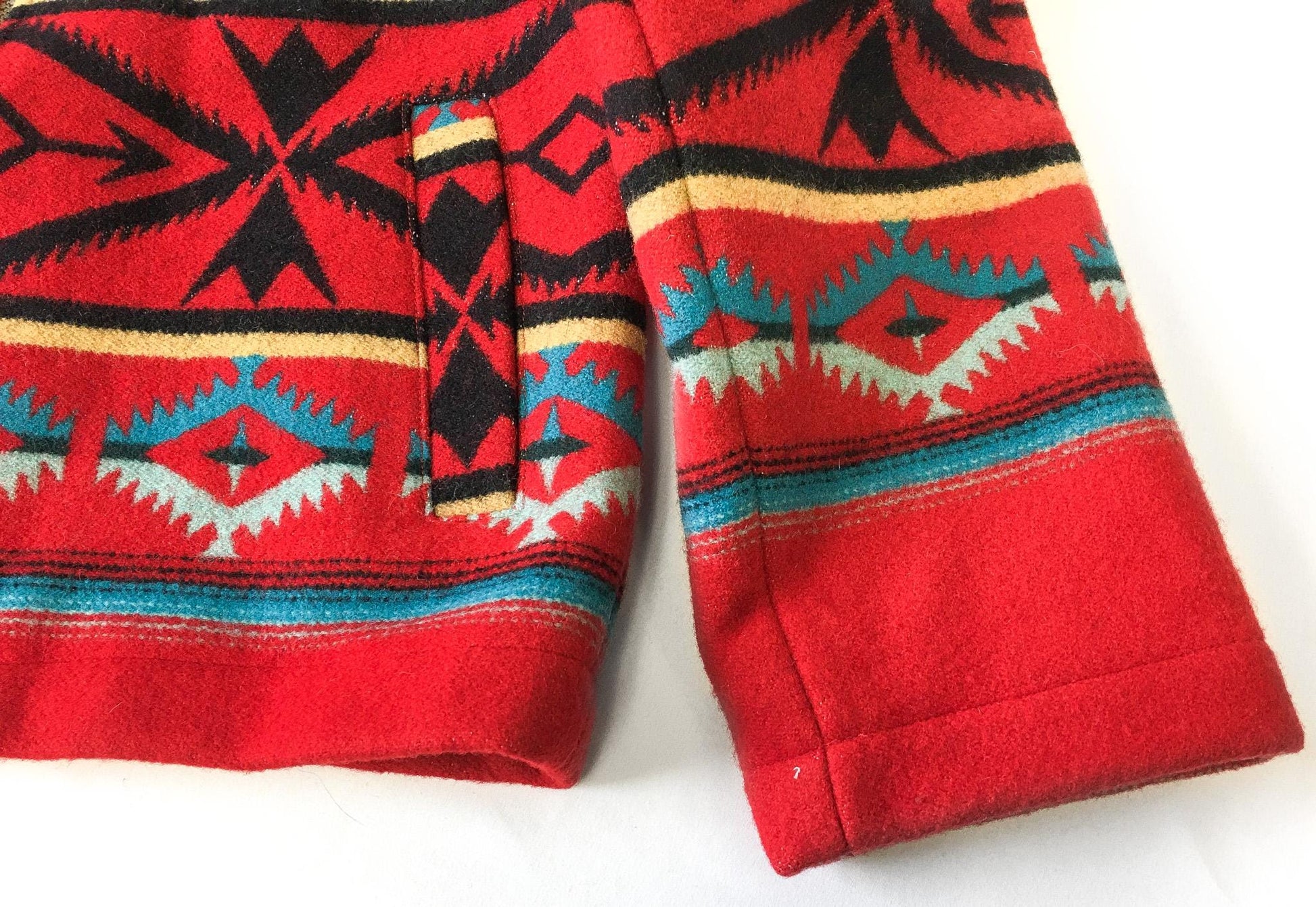 Vintage Inspired Pendleton Red Aztec Patterned Wool Jacket, Women's Sz. S, Vintage Western Jacket