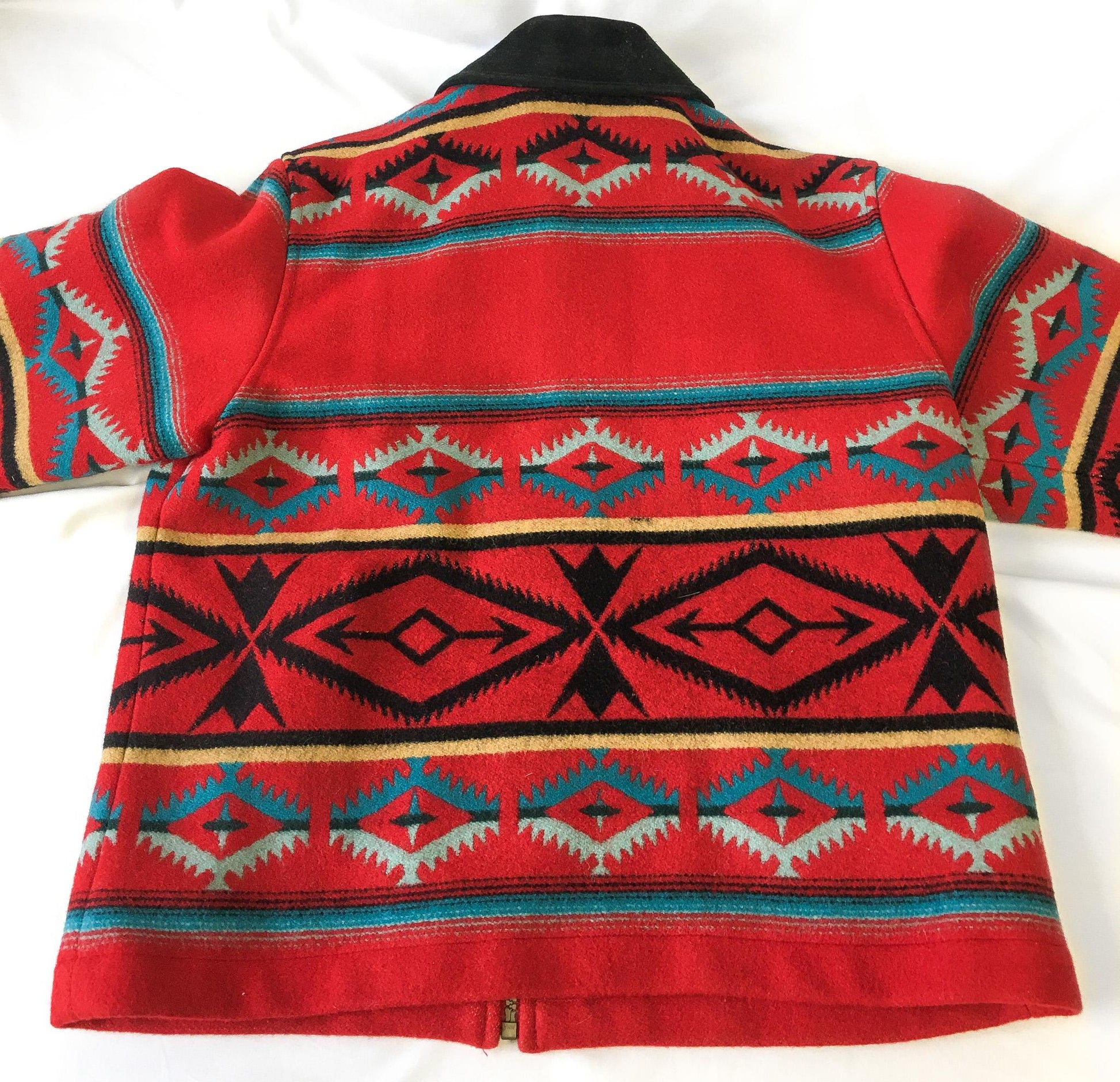 Vintage Inspired Pendleton Red Aztec Patterned Wool Jacket, Women's Sz. S, Vintage Western Jacket