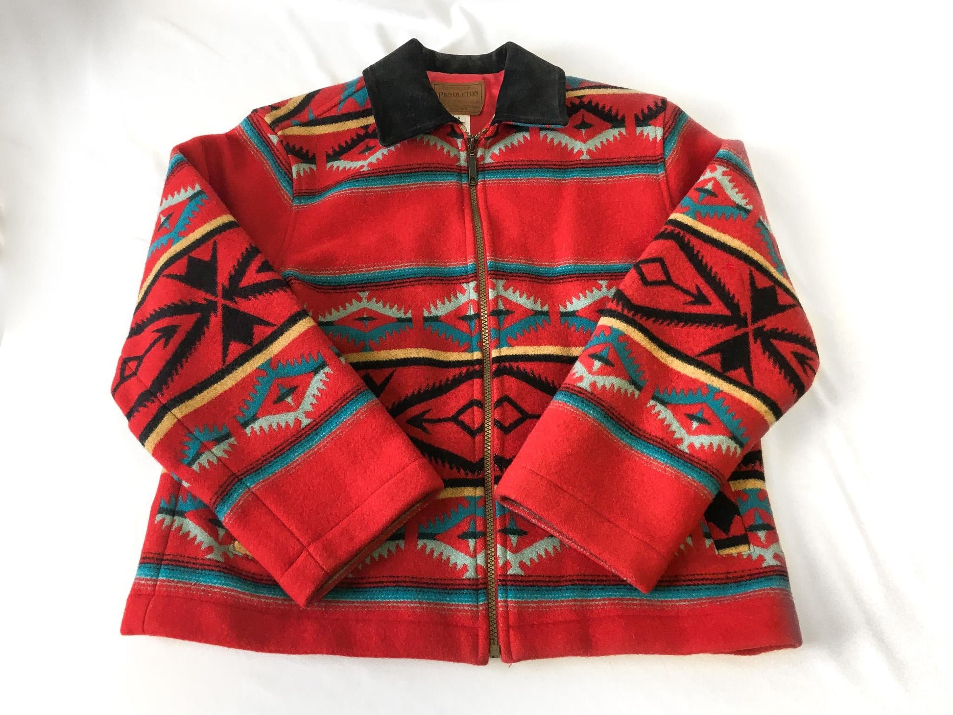 Vintage Inspired Pendleton Red Aztec Patterned Wool Jacket, Women's Sz. S, Vintage Western Jacket