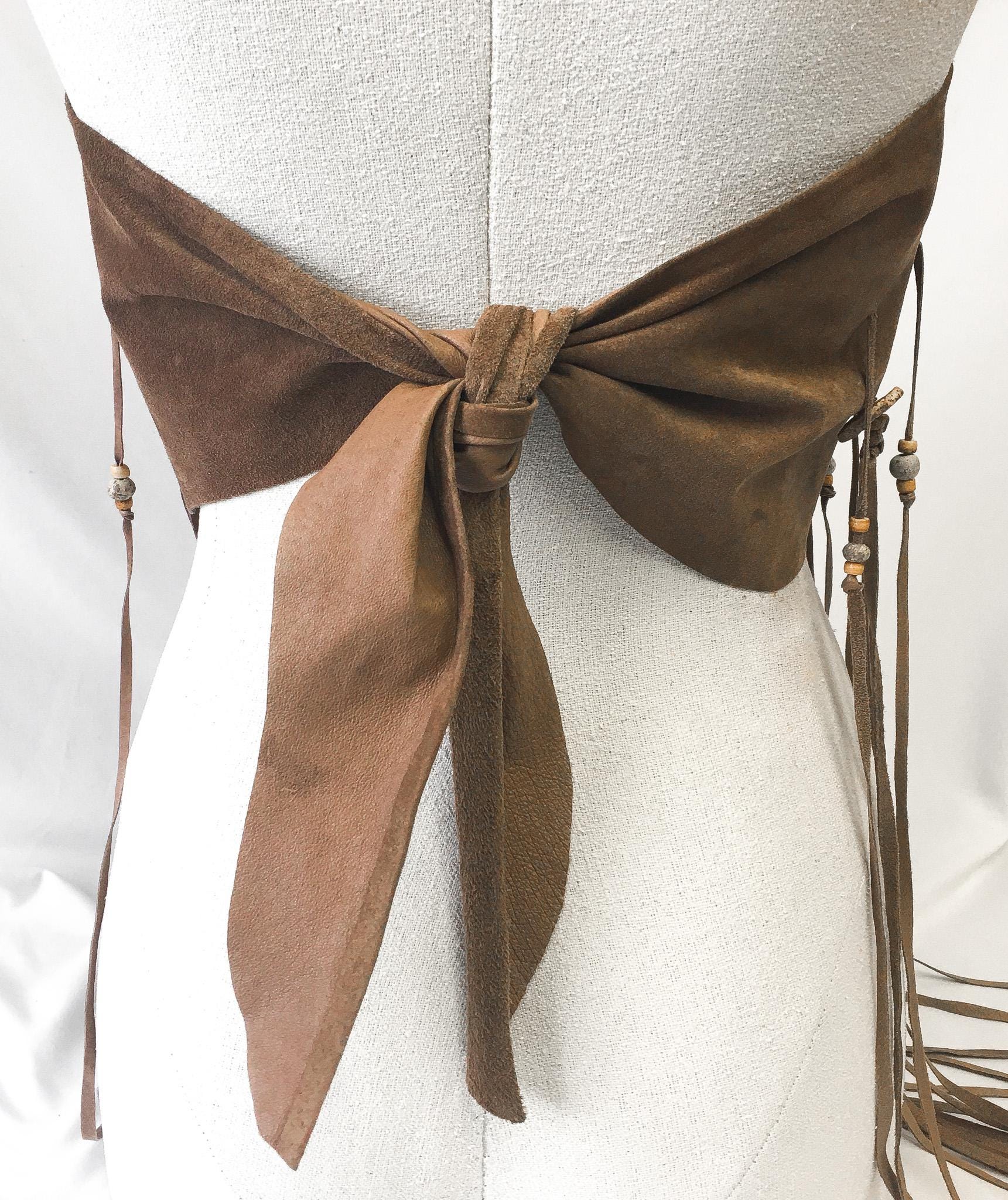Vintage NWT Carol Kohnke Suede Wooden Beaded Fringe Multi-Way Top/Skirt/Belt, Sz. S/M, Vintage Statement Western Top