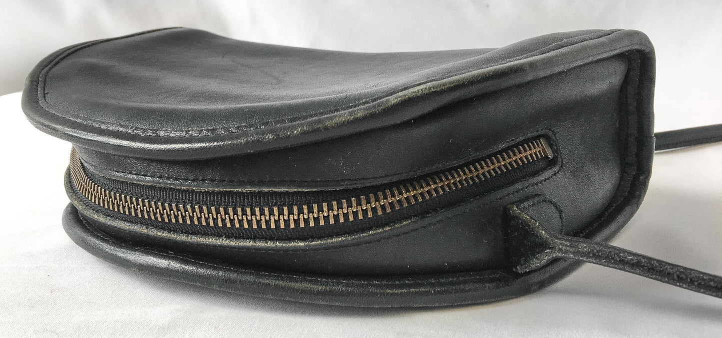 Vintage 70s Coach Leatherware Kimball Black Half Moon Crossbody Bag, Vintage Rare Coach Handbag
