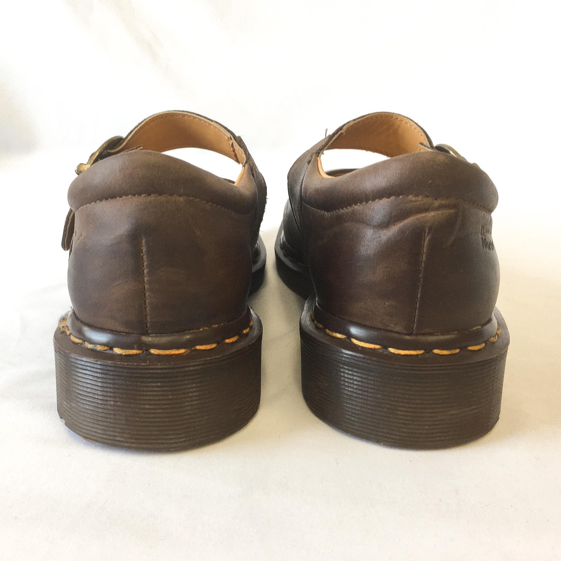 Vintage 90s Dr Martens Brown Leather Mary Jane Loafers, UK Women's Sz. 7, US Women's Sz. 9.5