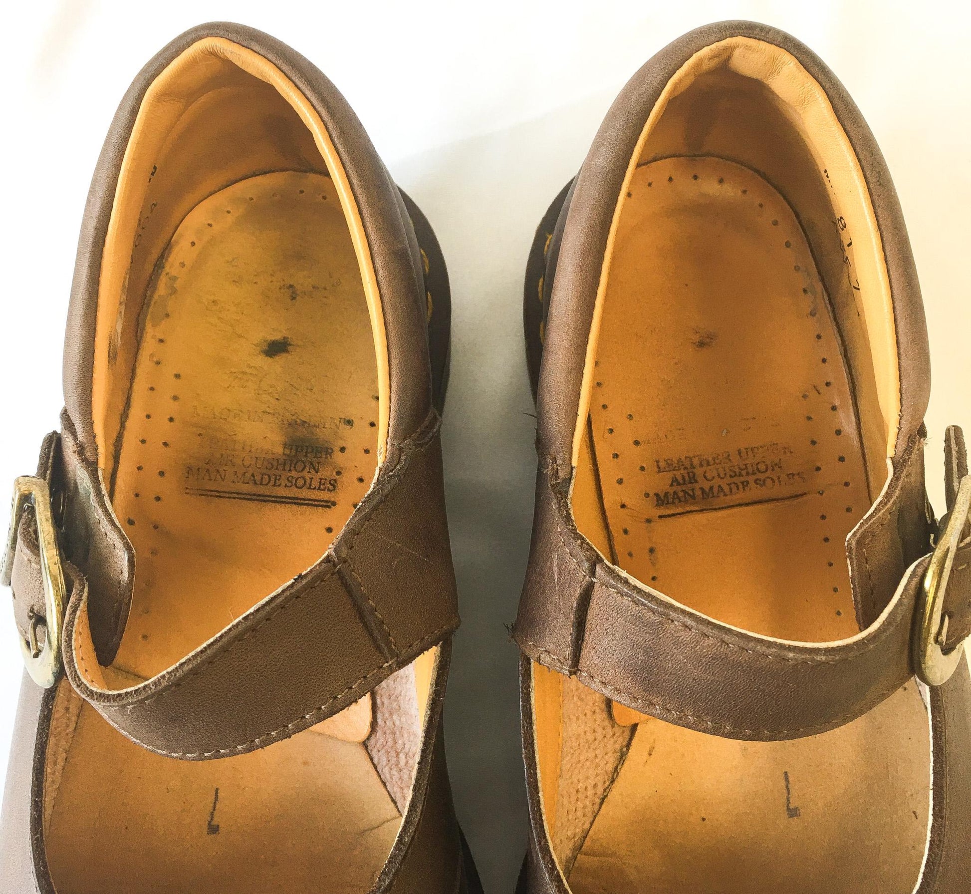 Vintage 90s Dr Martens Brown Leather Mary Jane Loafers, UK Women's Sz. 7, US Women's Sz. 9.5