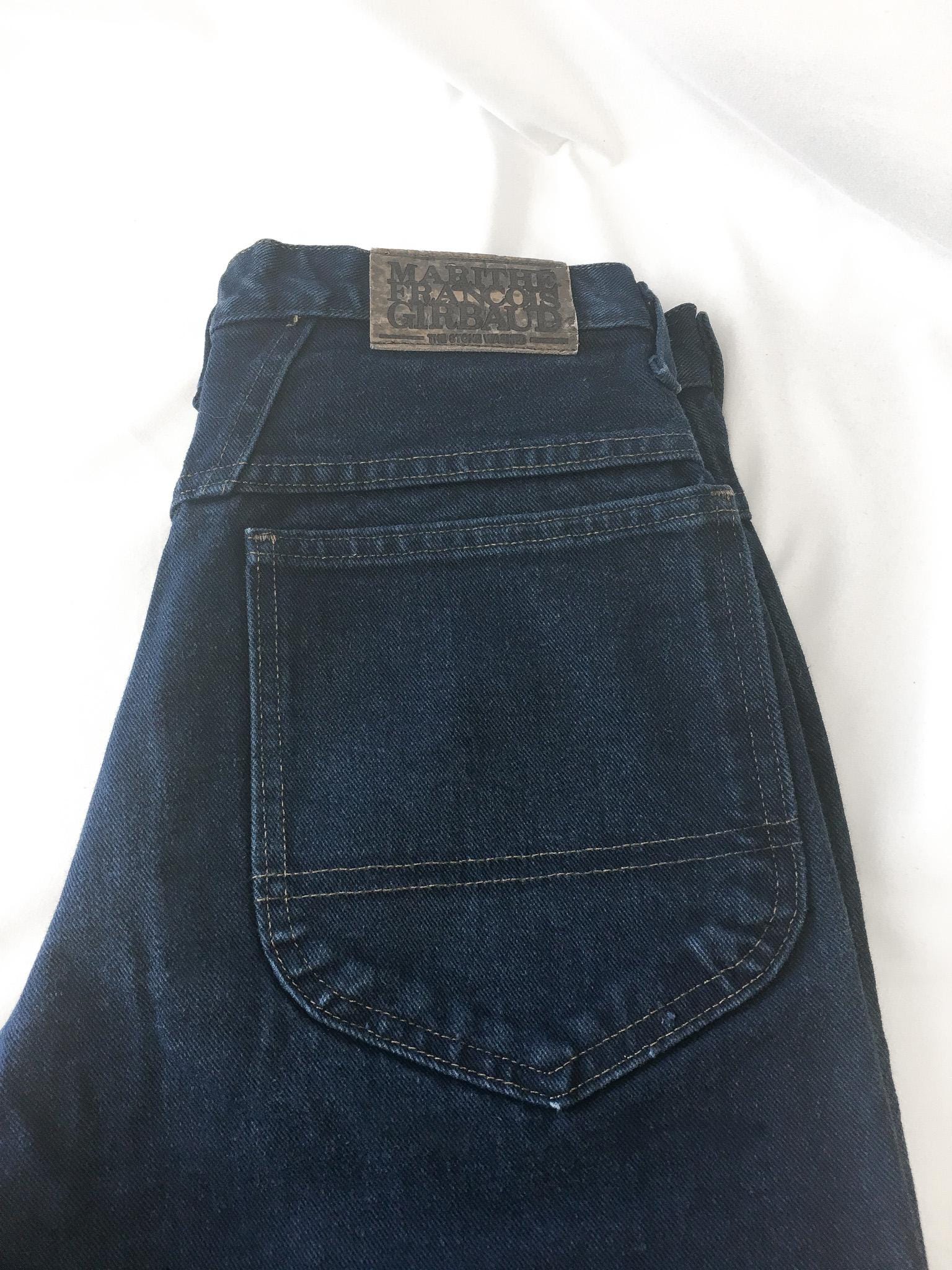 90s Marithe Francois Girbaud Dark Wash High Waist Straight/Tapered Leg Jeans, 28" x 30"