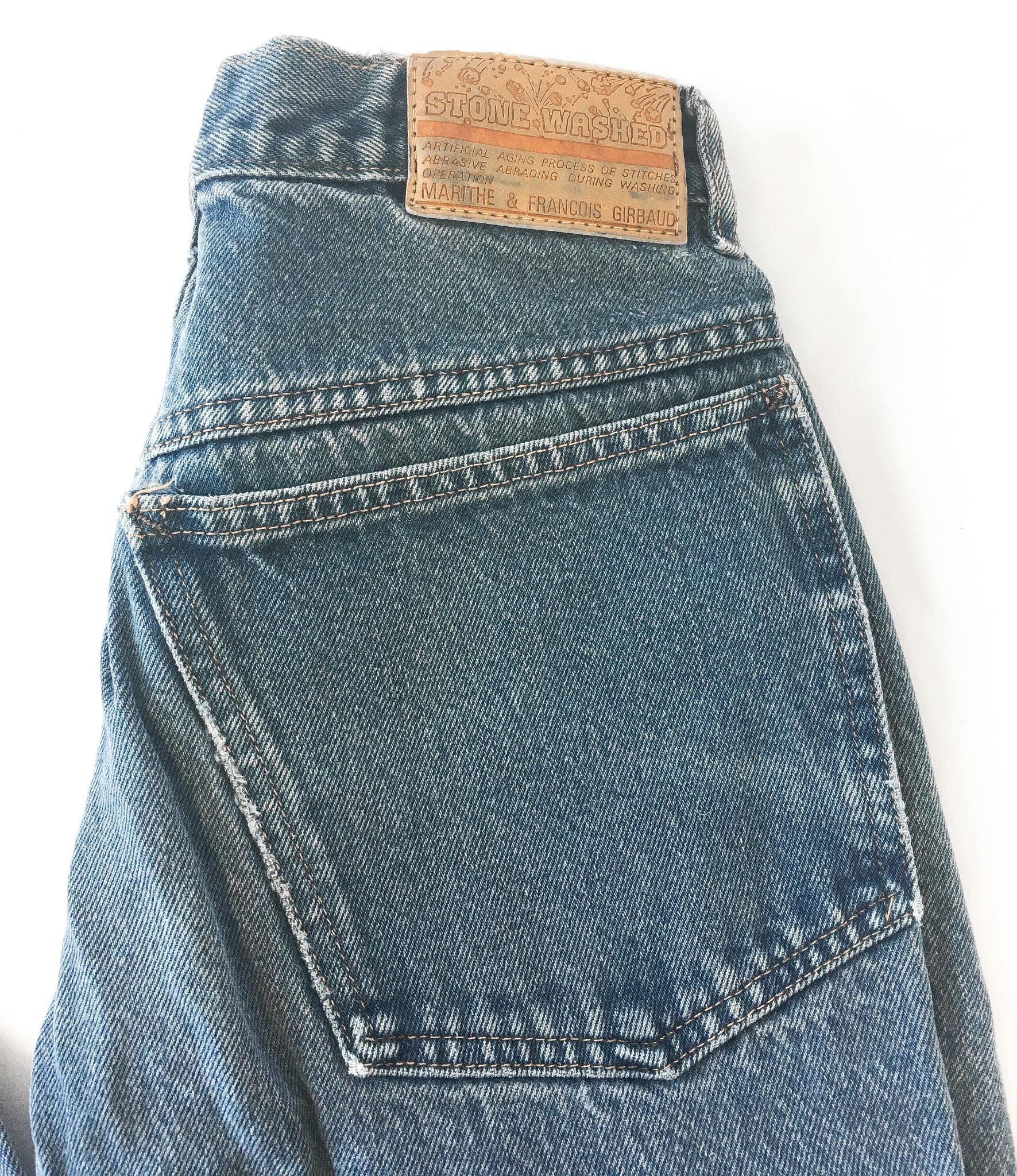 90s Marithe Francois Girbaud Medium Stonewash High Rise Straight Leg/Baggy Jeans, 26" x 31"