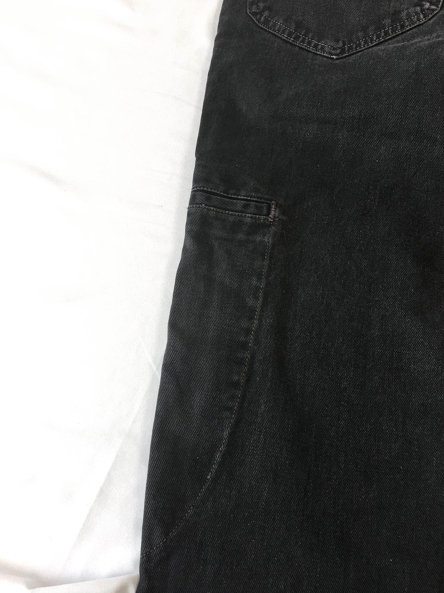 90s Marithe Francois Girbaud Black Stonewashed Straight Leg/Baggy High Rise Jeans, 28" x 30"