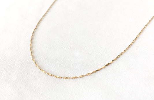 Vintage 14K OroAmerica Gold Singapore 18" Chain Necklace, 1mm, 1.8 grams, Simple Dainty Layering Chain
