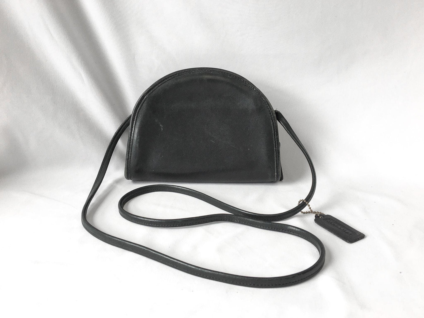 Vintage 70s Coach Leatherware Kimball Black Half Moon Crossbody Bag, Vintage Rare Coach Handbag