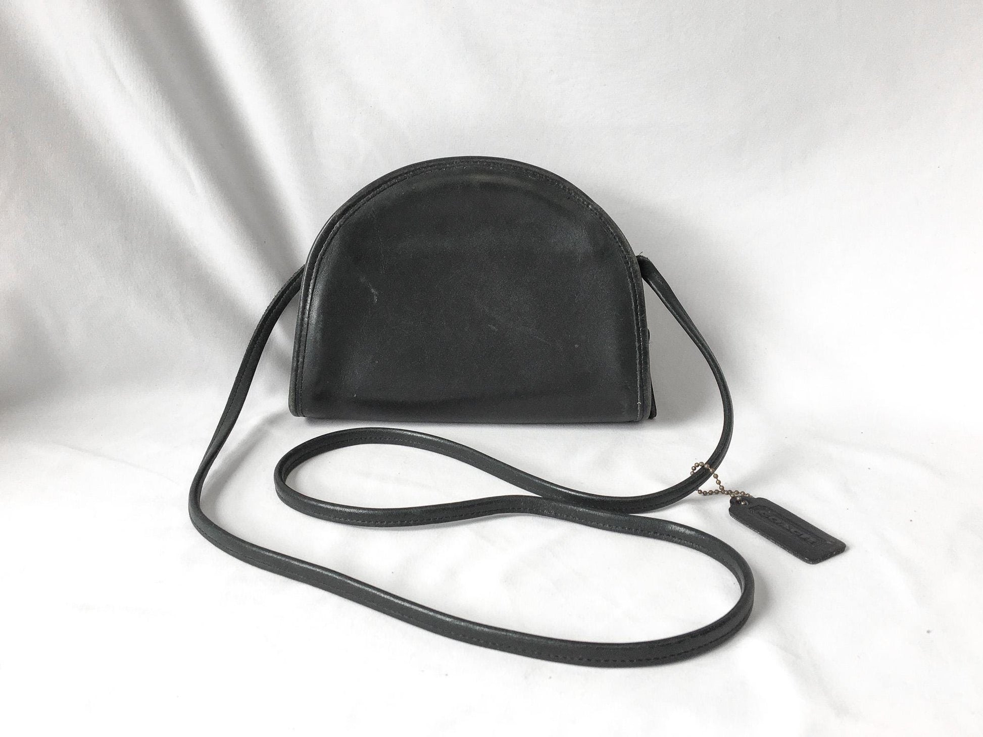 Vintage 70s Coach Leatherware Kimball Black Half Moon Crossbody Bag, Vintage Rare Coach Handbag