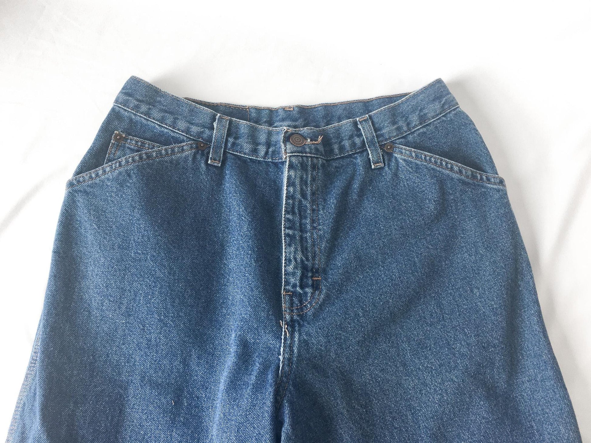 Vintage Gitano Medium Wash High Rise Relaxed/Baggy Wide Leg Carpenter Cargo Jeans, 28" x 29"