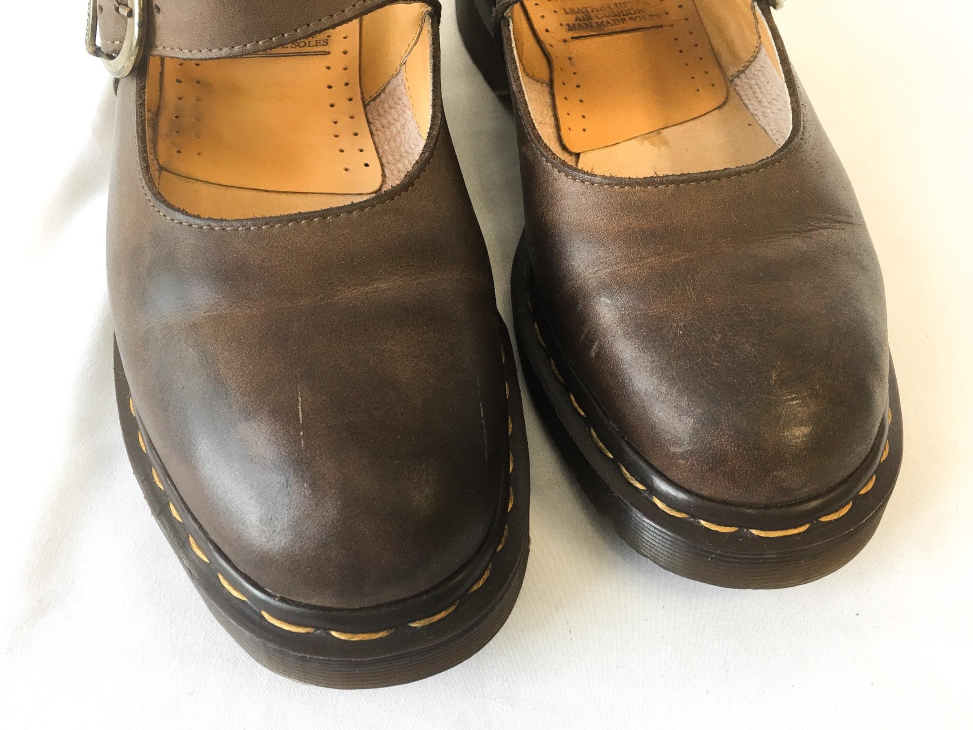 Vintage 90s Dr Martens Brown Leather Mary Jane Loafers, UK Women's Sz. 7, US Women's Sz. 9.5