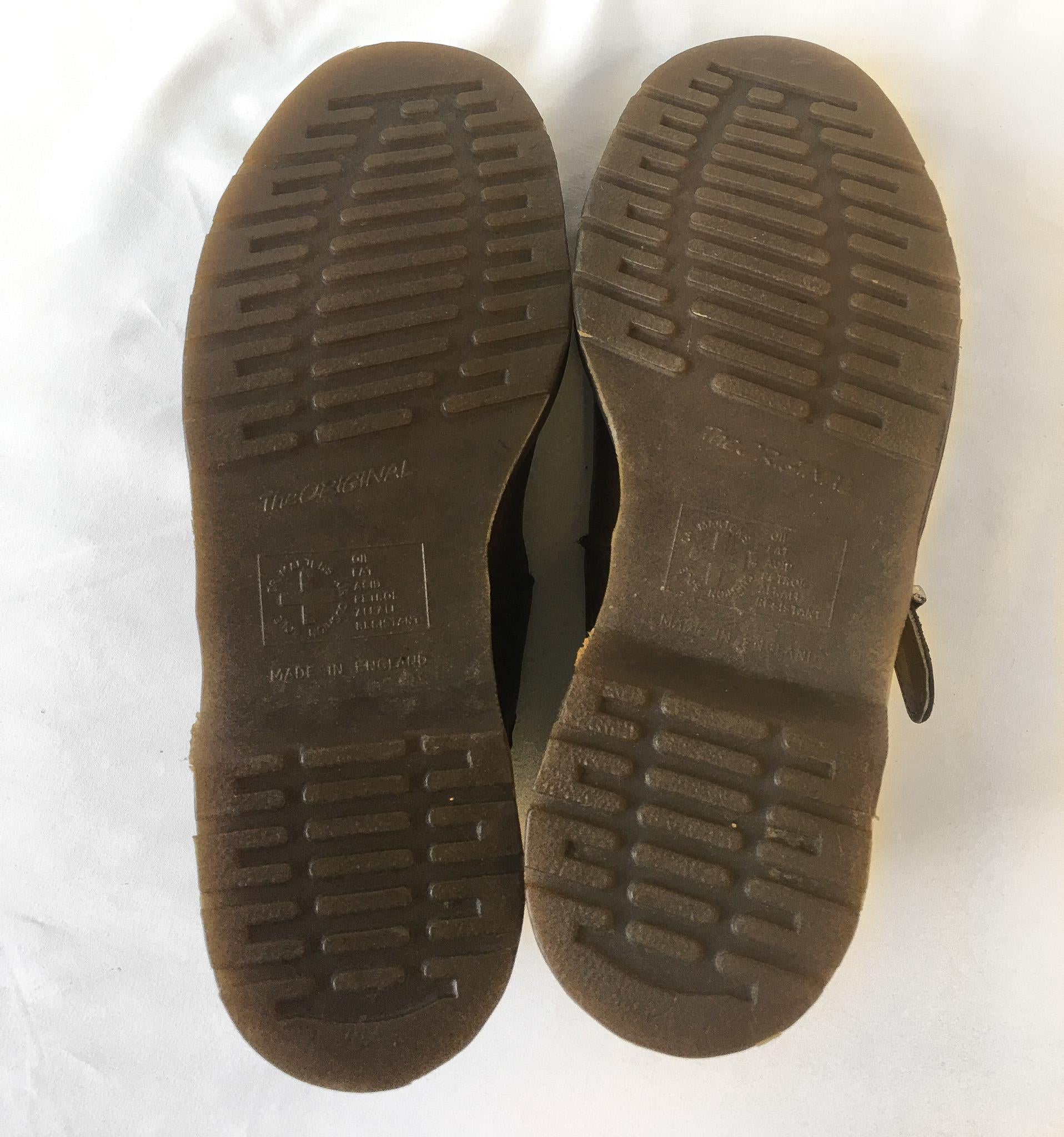 Vintage 90s Dr Martens Brown Leather Mary Jane Loafers, UK Women's Sz. 7, US Women's Sz. 9.5
