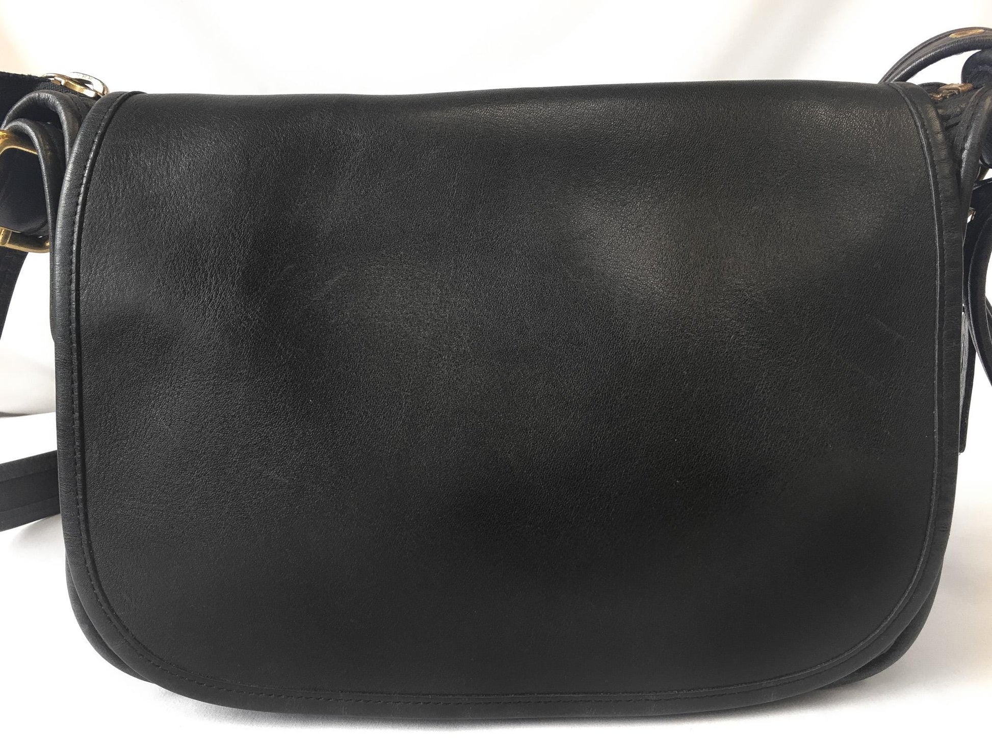90s Coach Patricia Legacy Saddle Bag Black Leather, Style #9951, 90s Coach Crossbody Shoulder Bag
