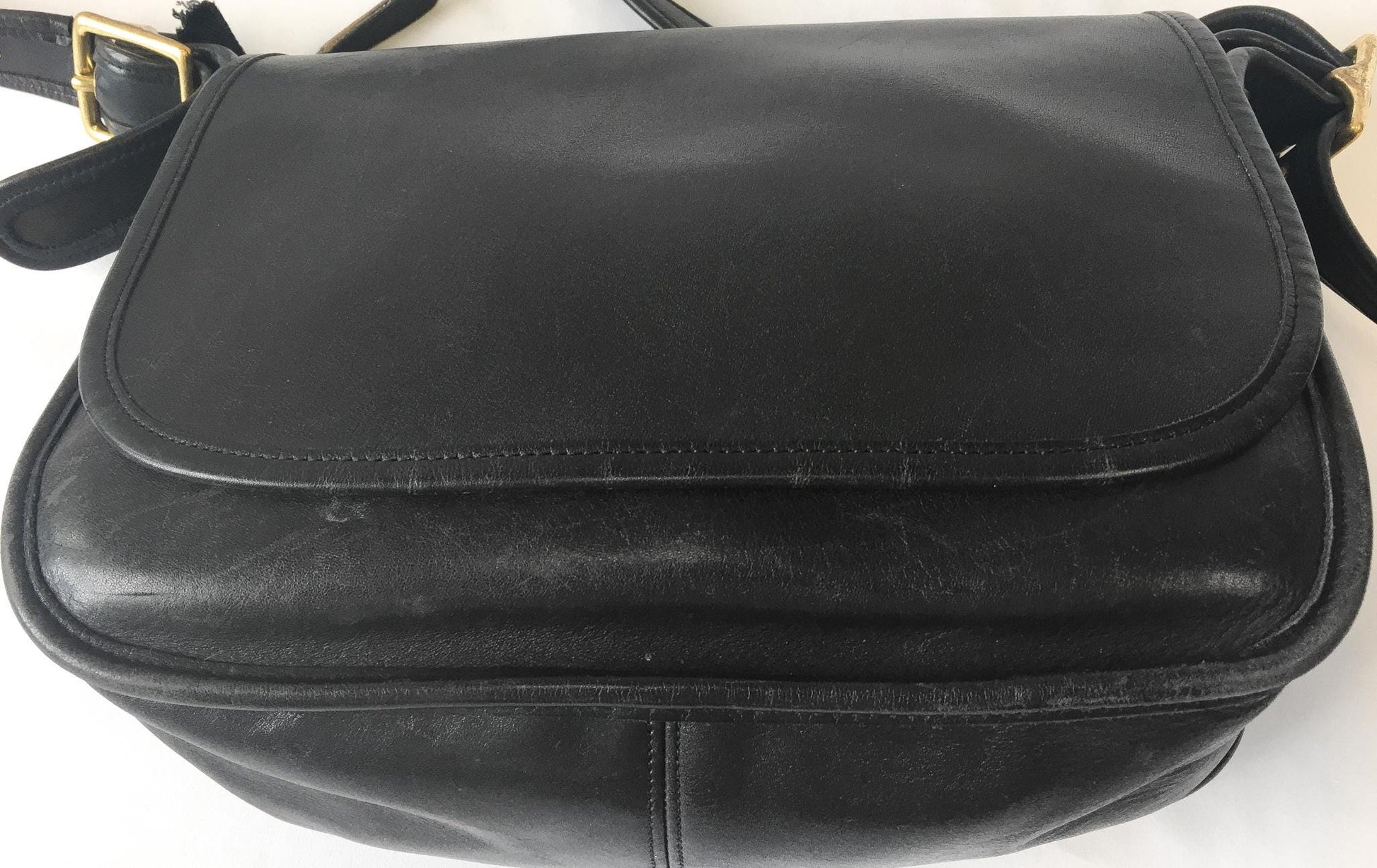 90s Coach Patricia Legacy Saddle Bag Black Leather, Style #9951, 90s Coach Crossbody Shoulder Bag