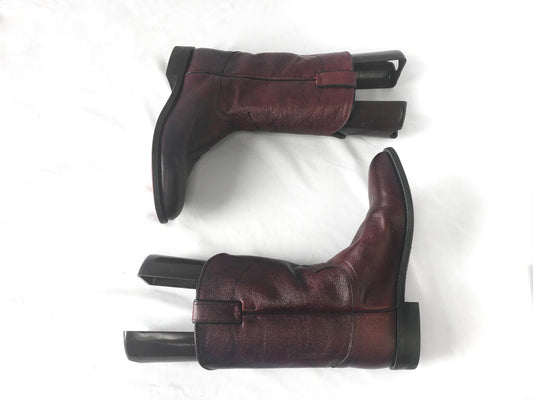 Vintage Justin Dark Cherry Red/Burgundy Leather Cowboy Boots, Style #3435, Men's Sz. 9.5D, Vintage Western Boots