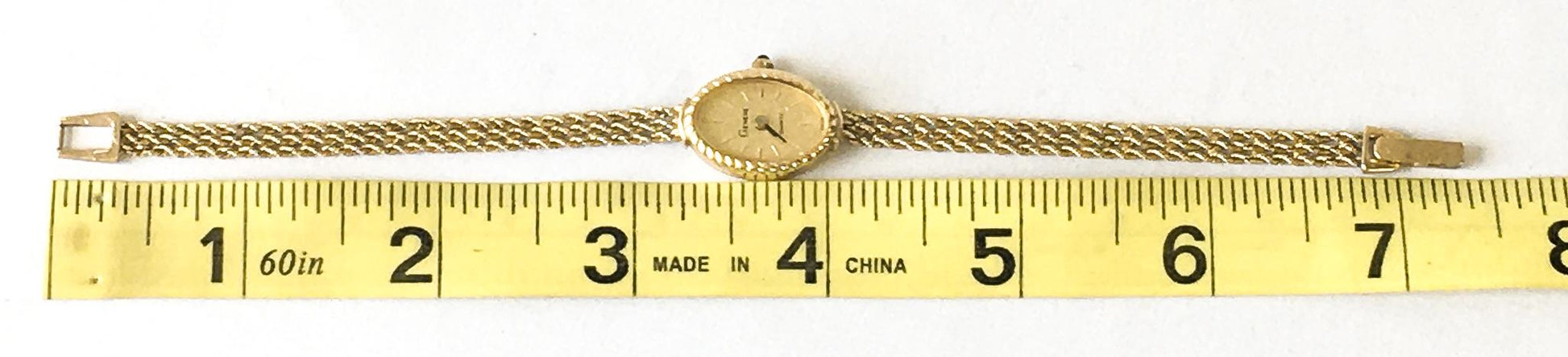 Vintage Geneve 14K Gold 5mm Chain Band Wrist Watch, 7.5", Elegant Classic Everyday Watch
