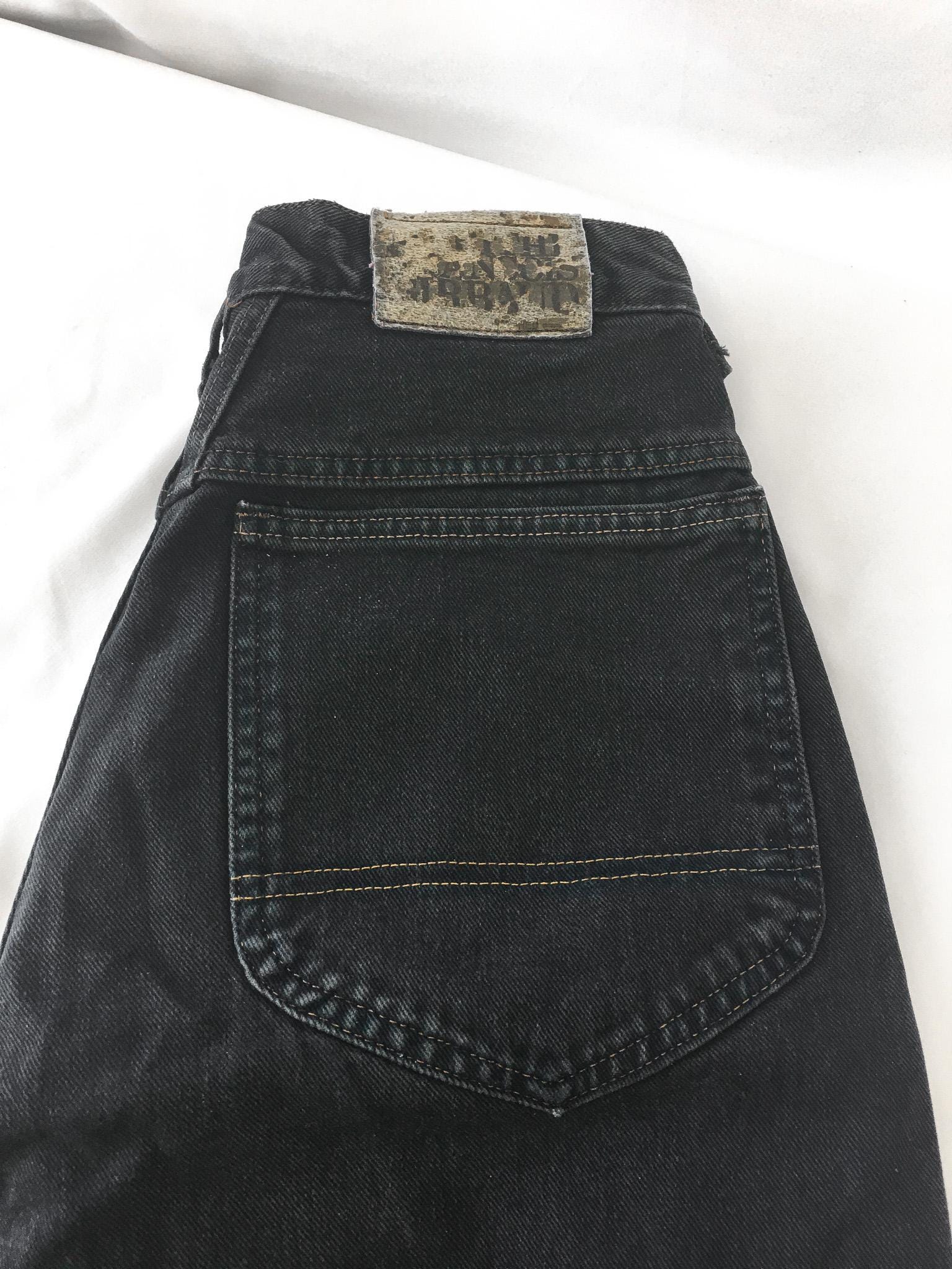90s Marithe Francois Girbaud Black Stonewashed Straight Leg/Baggy High Rise Jeans, 28" x 30"