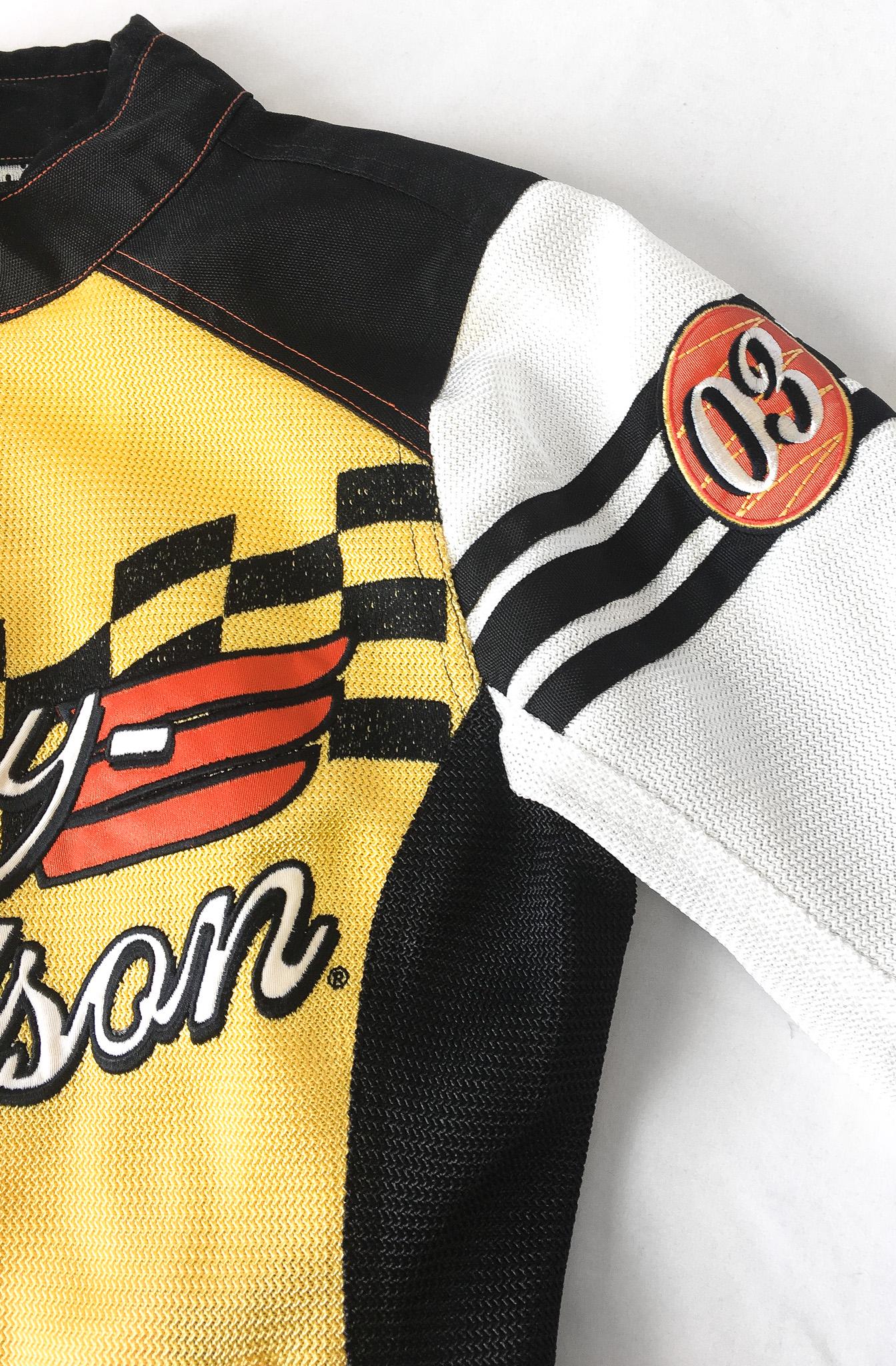 00s Harley Davidson RCS Yellow/Black/White Zip Up Long-Sleeved Racing Jacket, Women's Sz. XS, Vintage Harley Motorcycle Biker Jacket