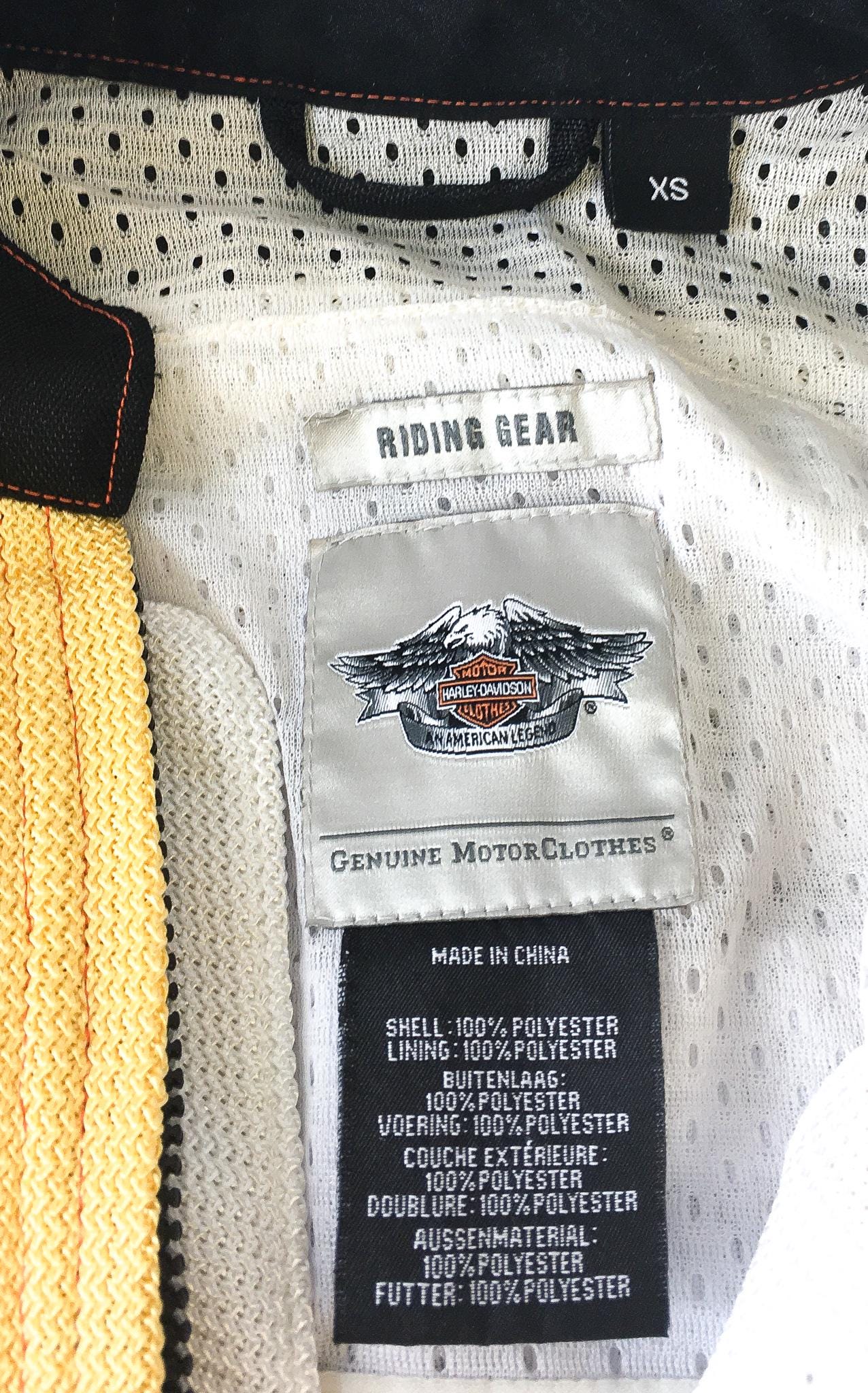 00s Harley Davidson RCS Yellow/Black/White Zip Up Long-Sleeved Racing Jacket, Women's Sz. XS, Vintage Harley Motorcycle Biker Jacket