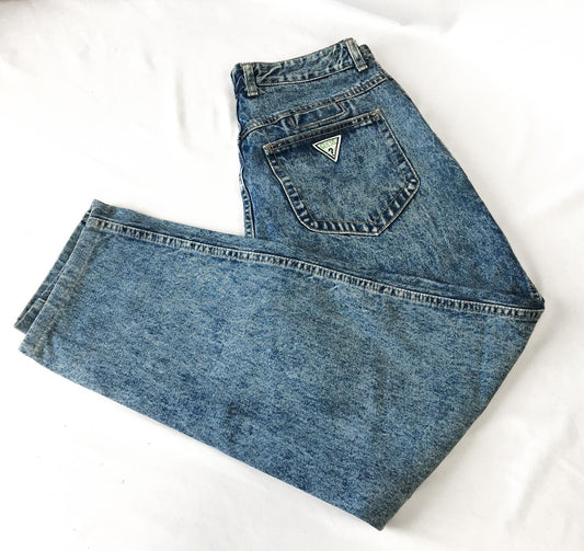 80s Guess Medium Acid Wash High Rise Straight Leg Jeans, 32" x 28"