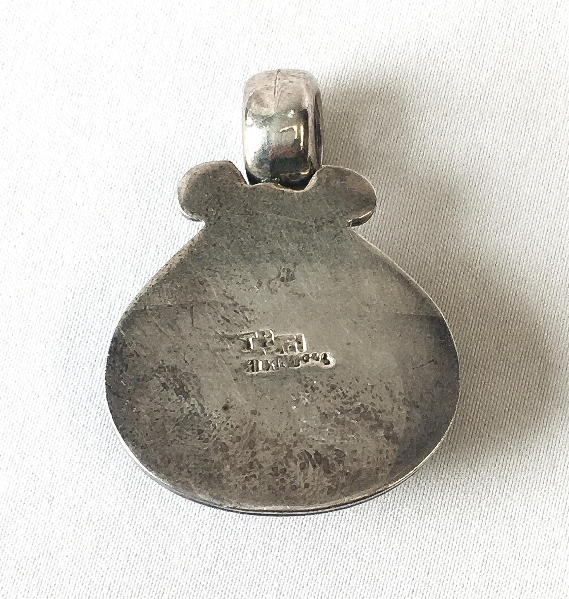 Vintage 925 Mexico Onyx Oval Cabochon Pendant, 1.5", Vintage Boho Style Pendant Jewelry
