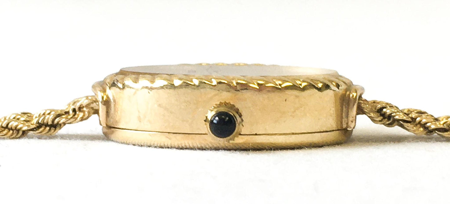 Vintage Geneve 14K Gold 5mm Chain Band Wrist Watch, 7.5", Elegant Classic Everyday Watch
