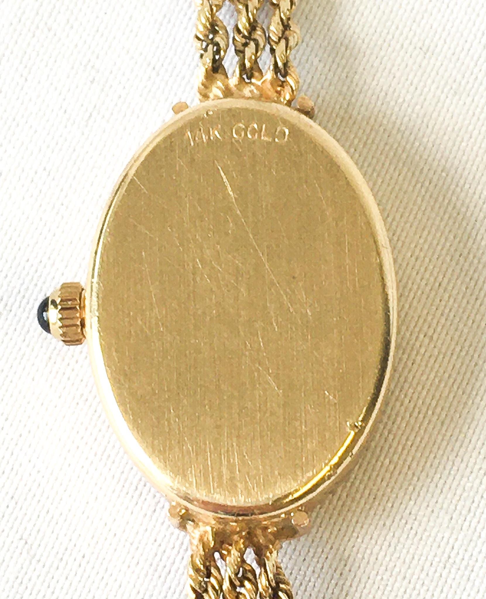Vintage Geneve 14K Gold 5mm Chain Band Wrist Watch, 7.5", Elegant Classic Everyday Watch